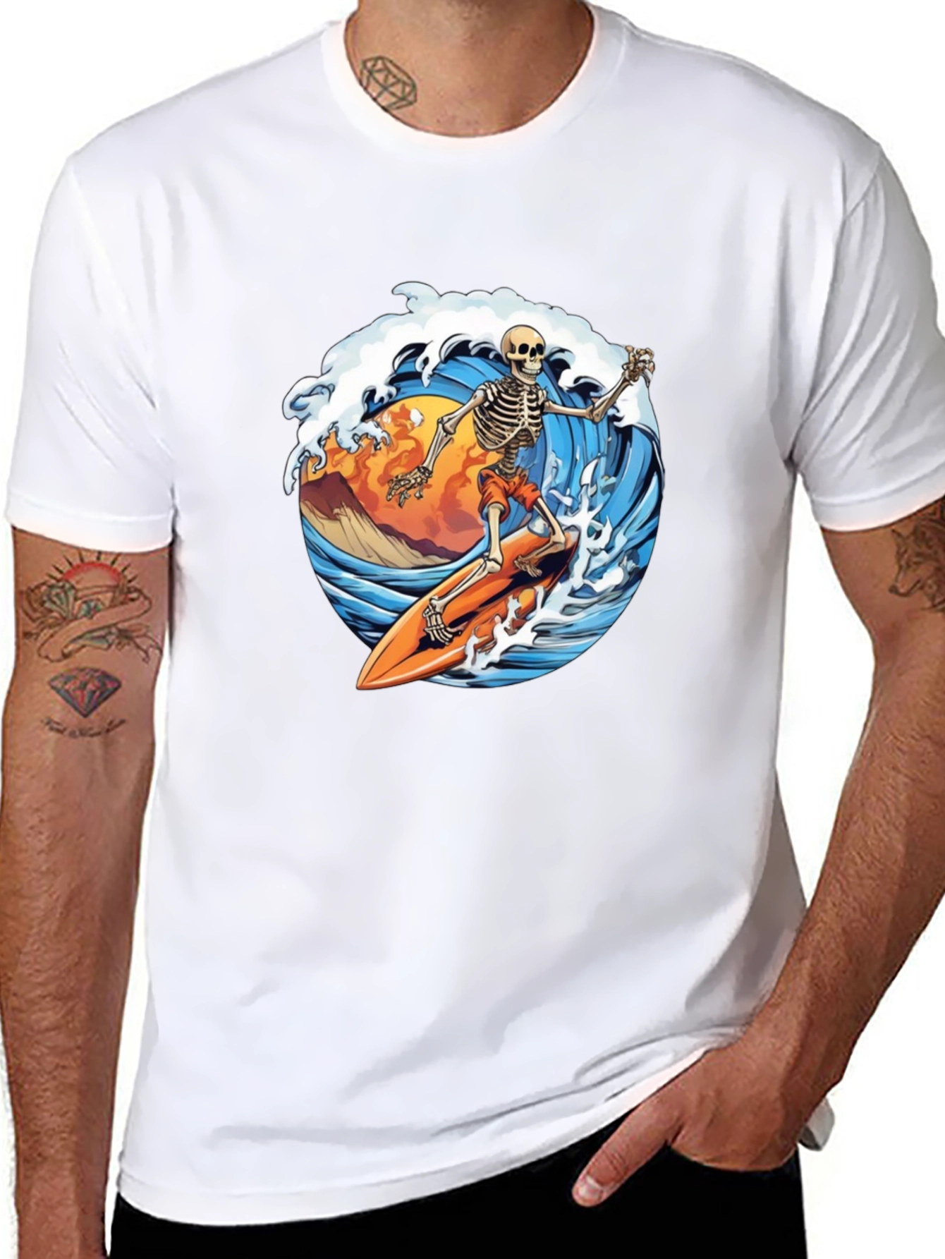 Skeleton Surfer Graphic Tee - Rad Waves!