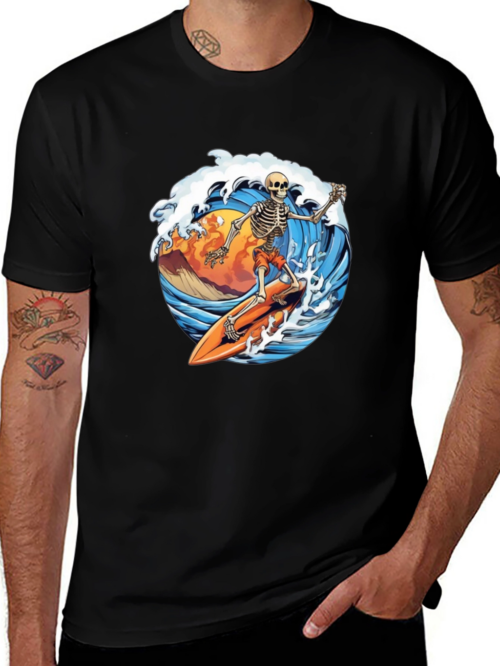 Skeleton Surfer Graphic Tee - Rad Waves!