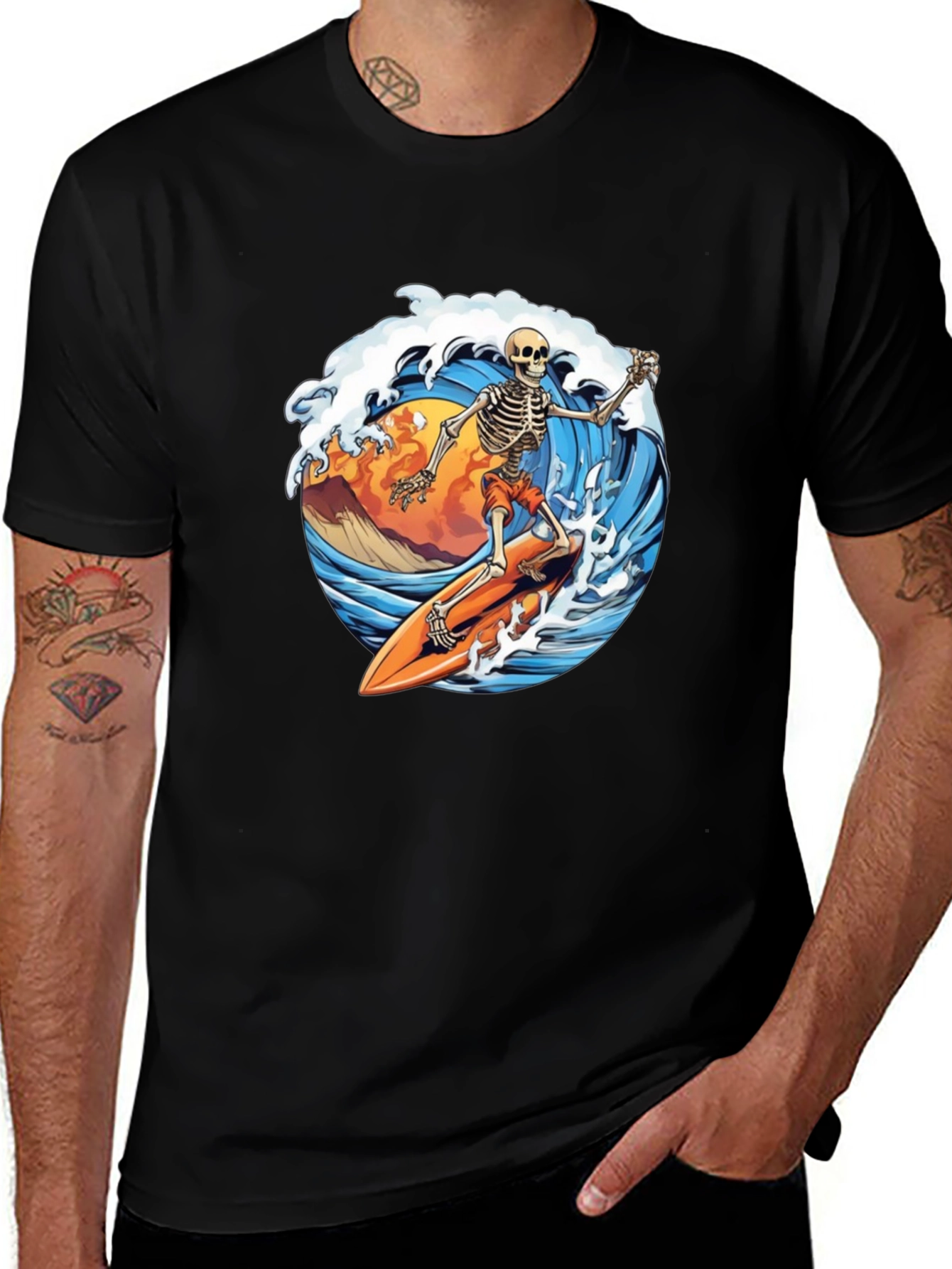 Skeleton Surfer Graphic Tee - Rad Waves!