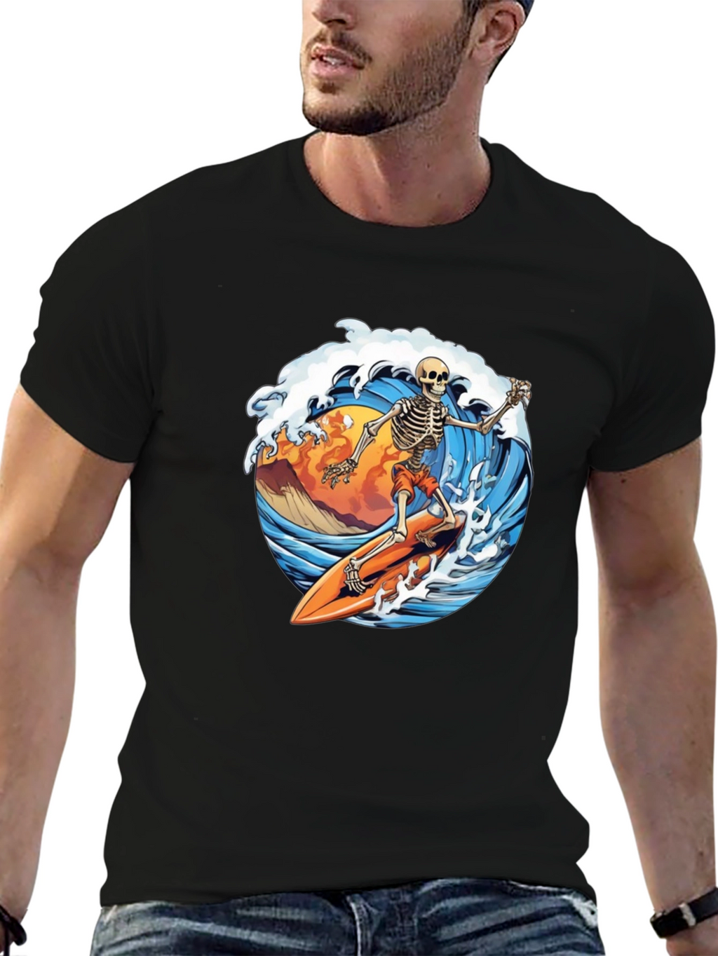 Skeleton Surfer Graphic Tee - Rad Waves!