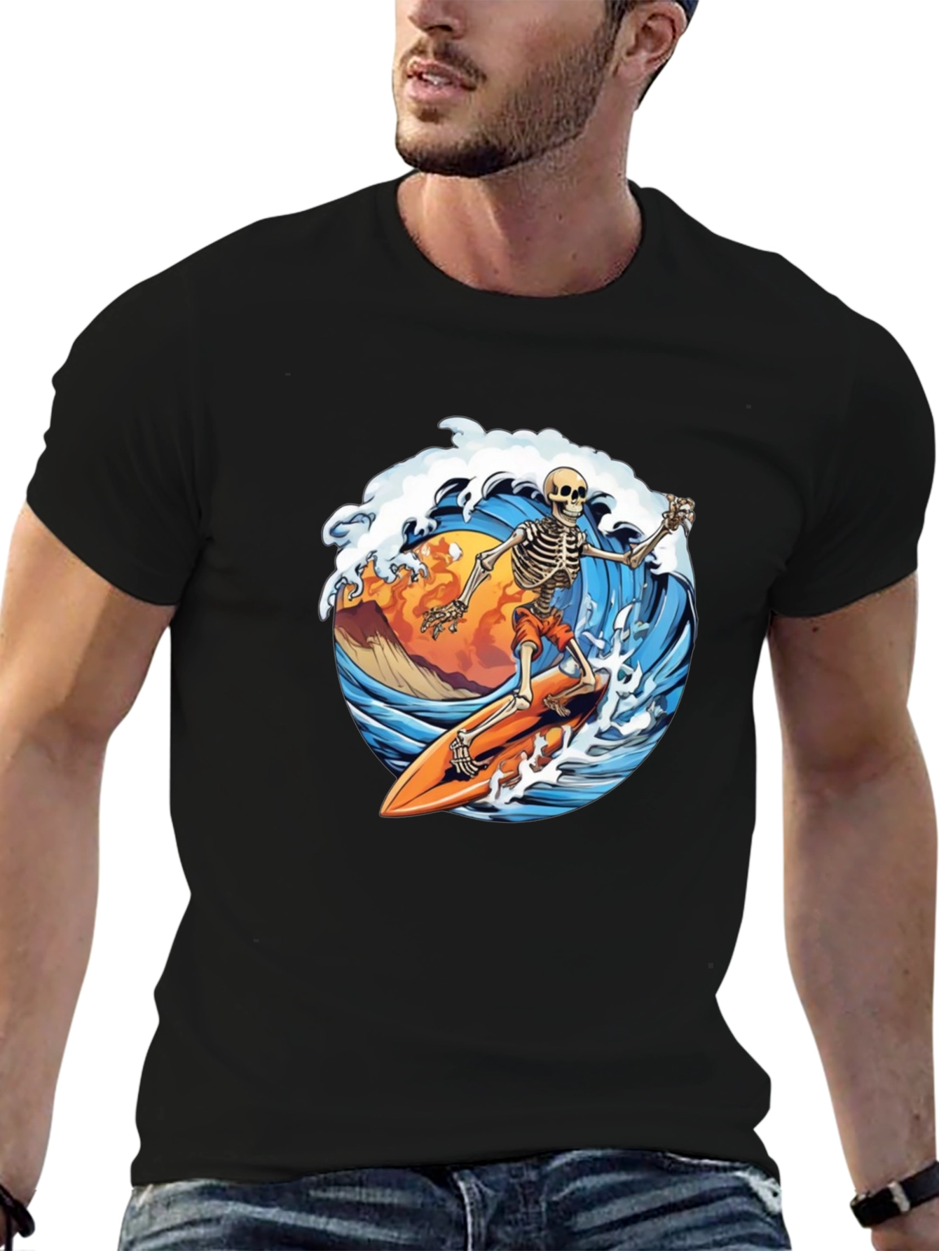 Skeleton Surfer Graphic Tee - Rad Waves!