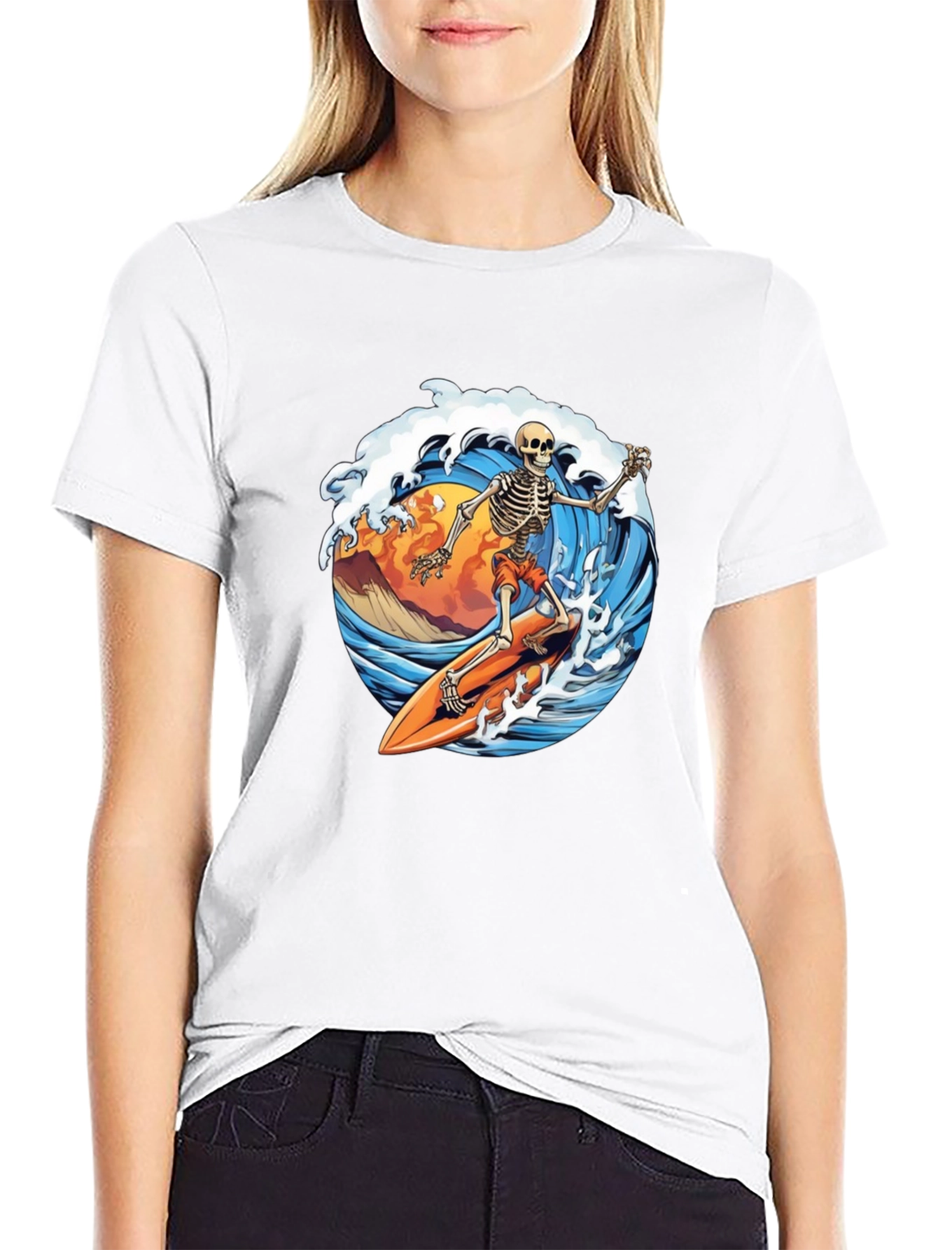 Skeleton Surfer Graphic Tee - Rad Waves!