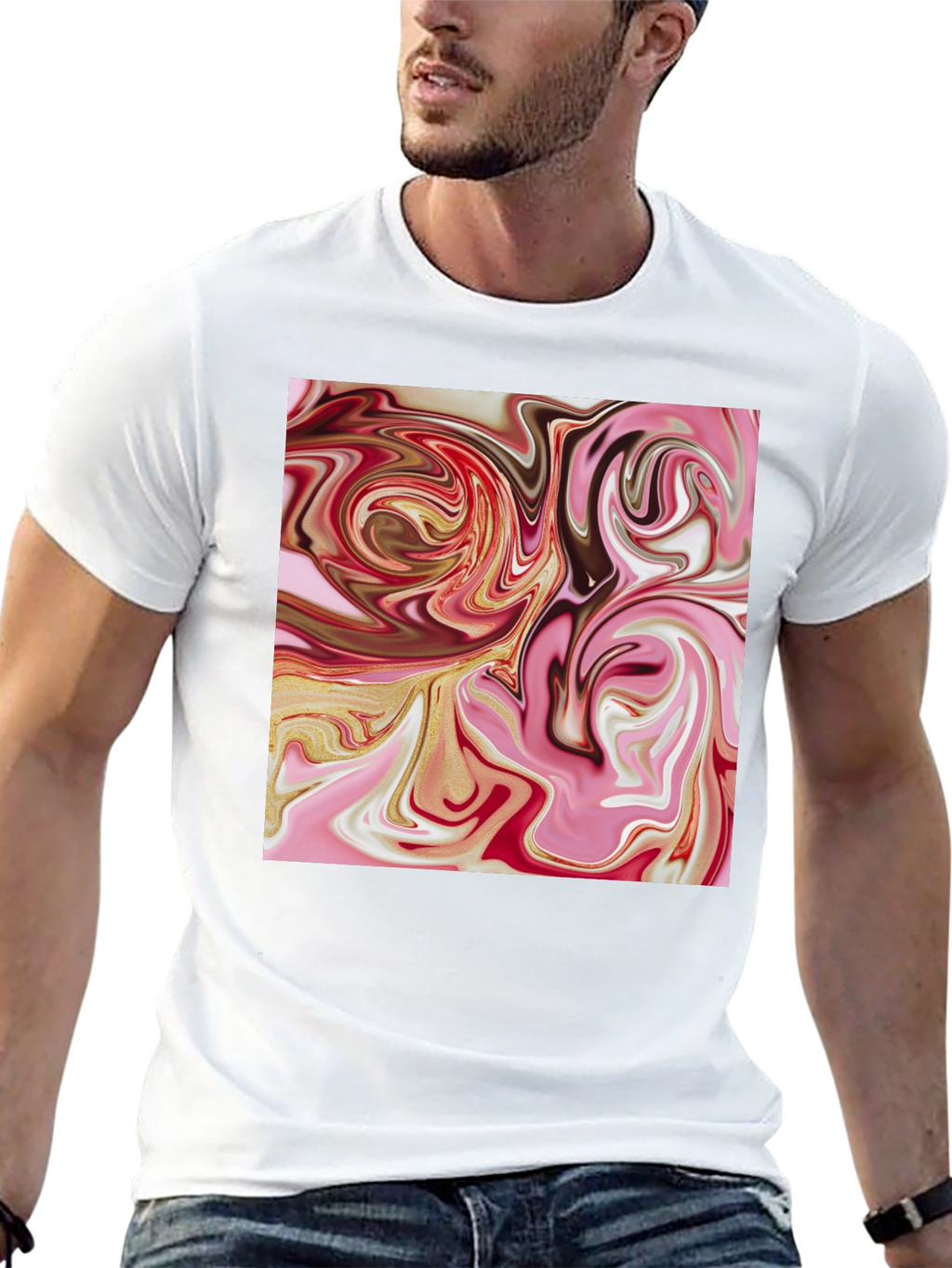 Abstract Swirl Graphic Tee - Black