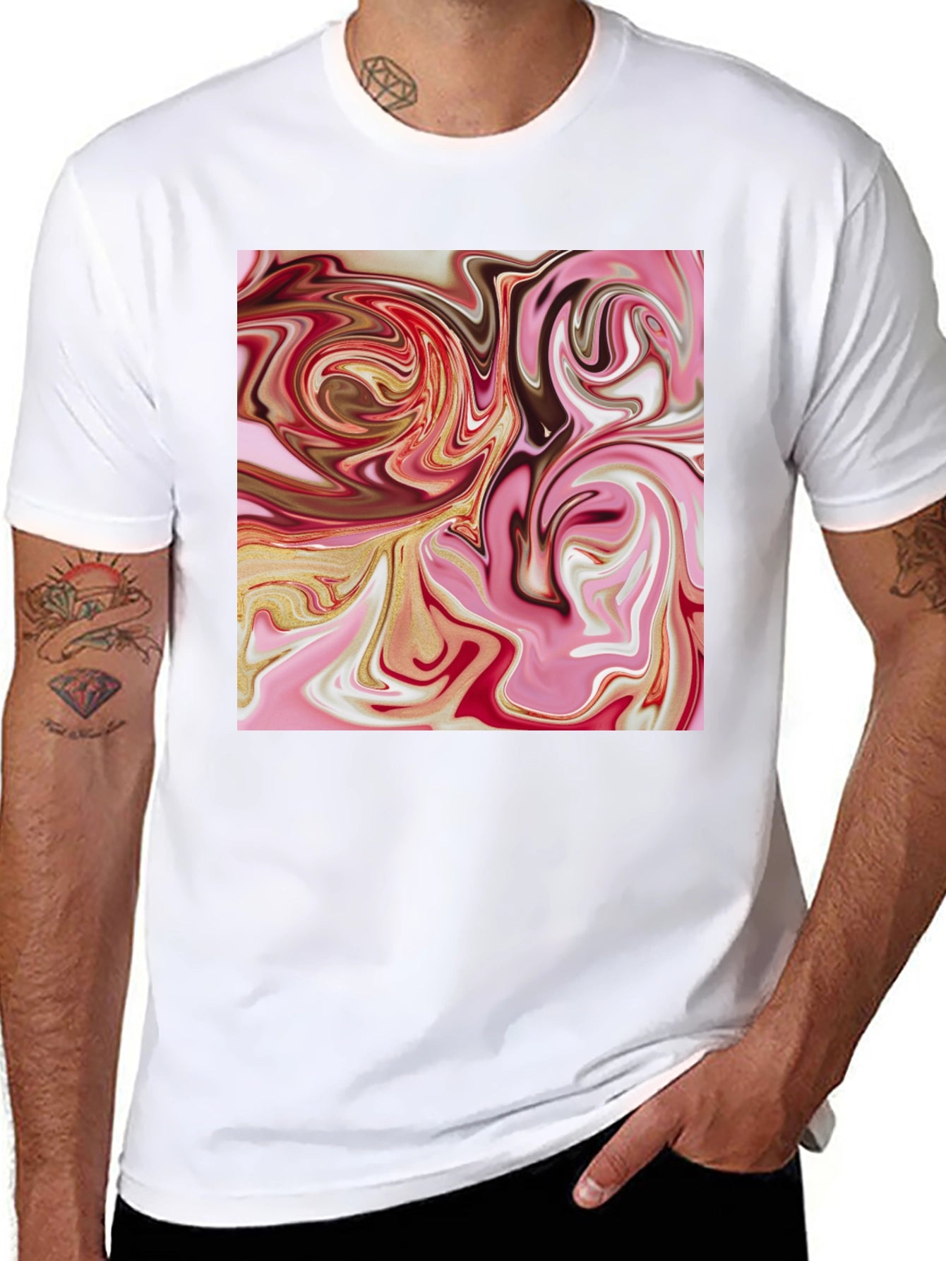 Abstract Swirl Graphic Tee - Black