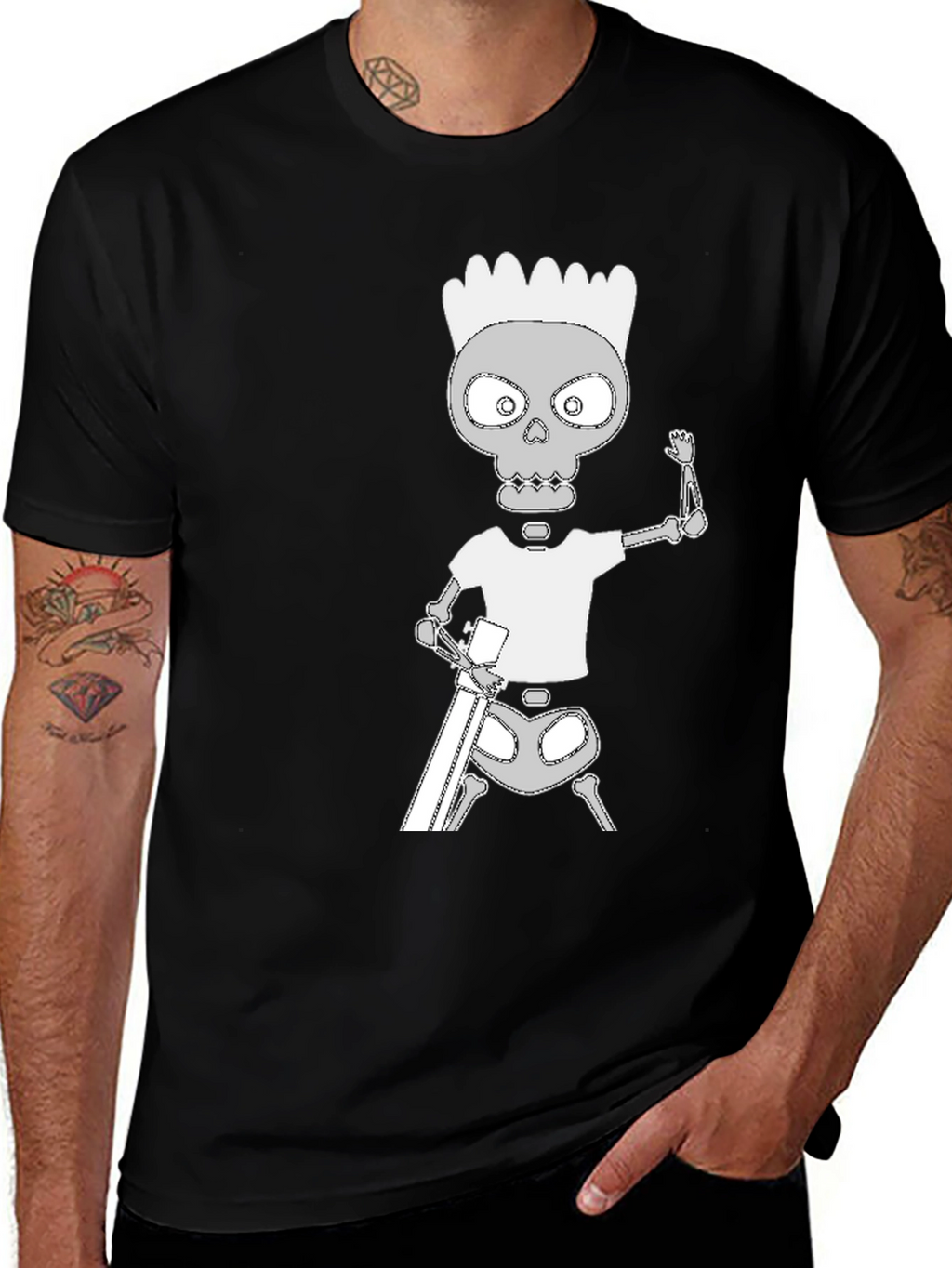 Skeleton Bart Simpson Graphic Tee - Black