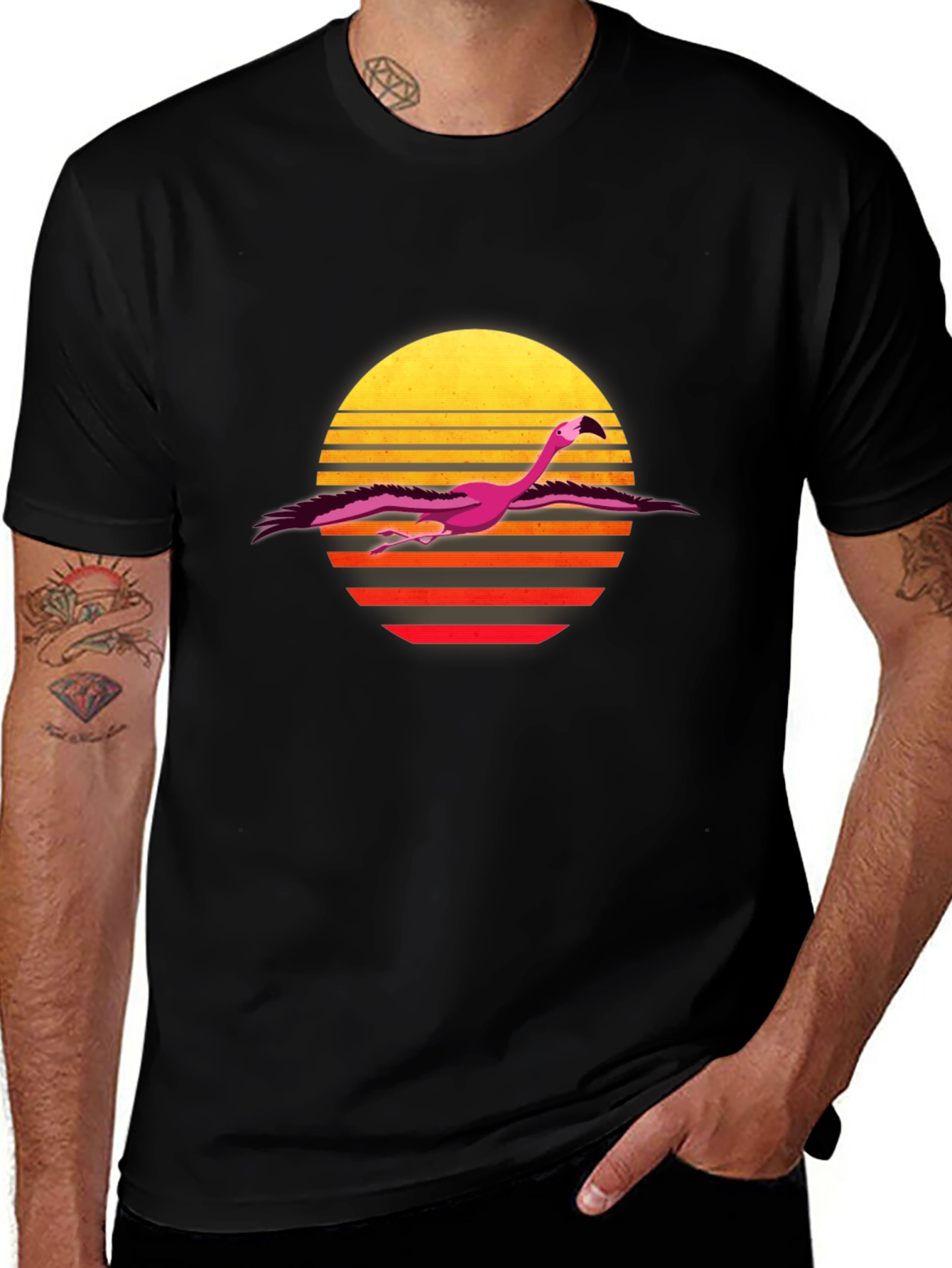 Retro Flamingo T-Shirt - Sunset Design