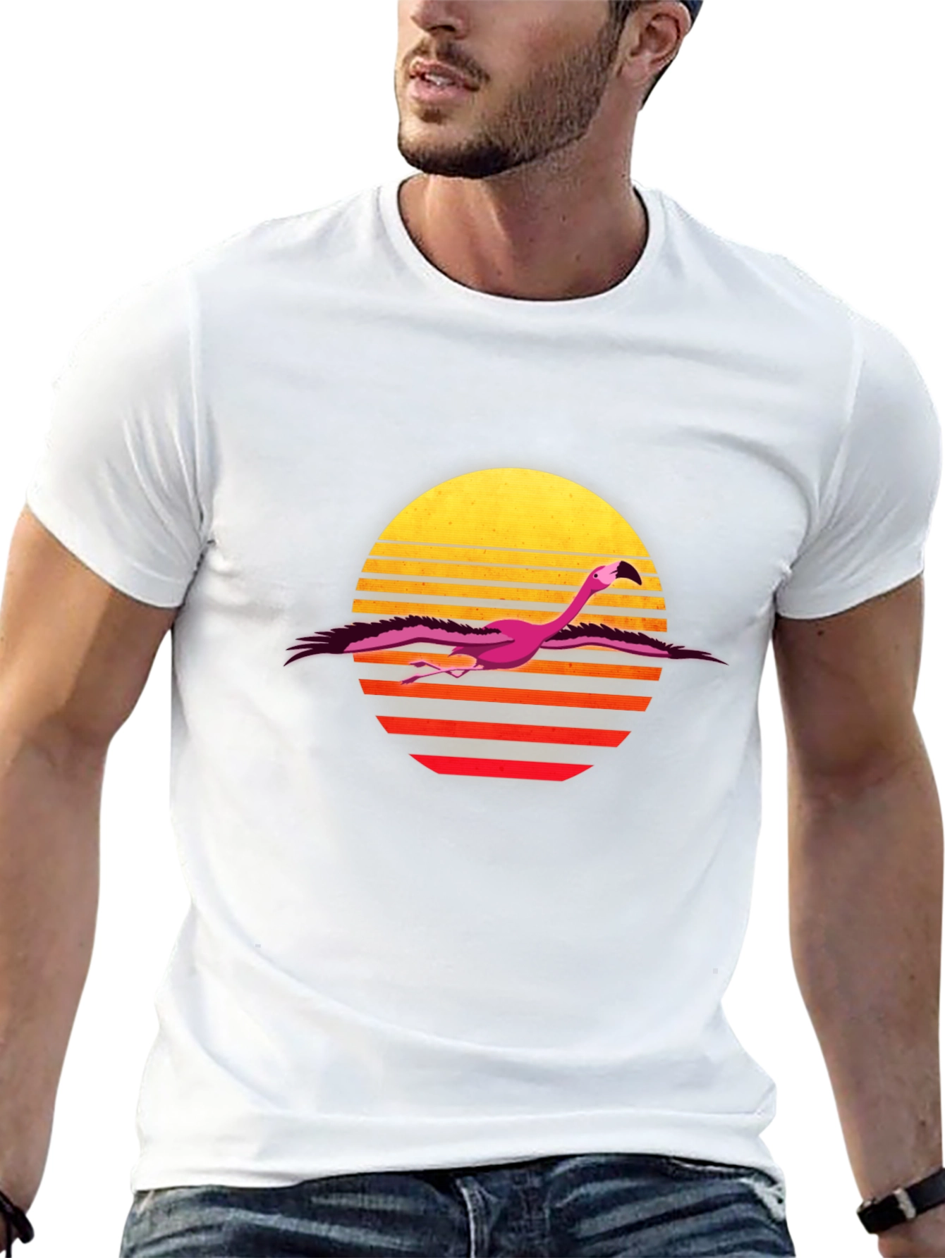 Retro Flamingo T-Shirt - Sunset Design