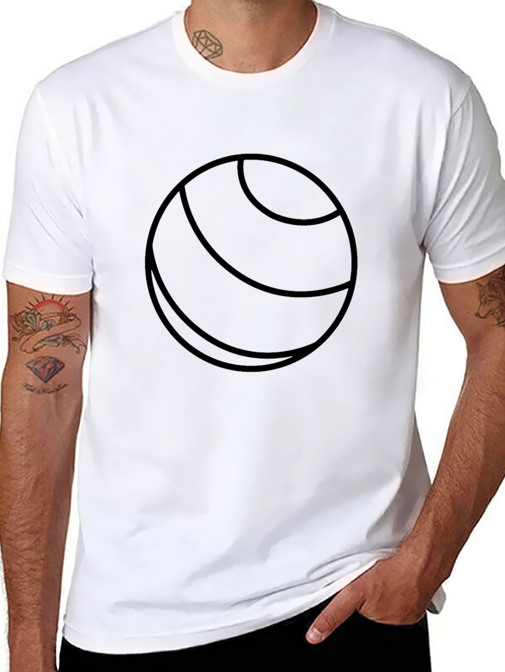 Black Tee with Minimalist Circle Design