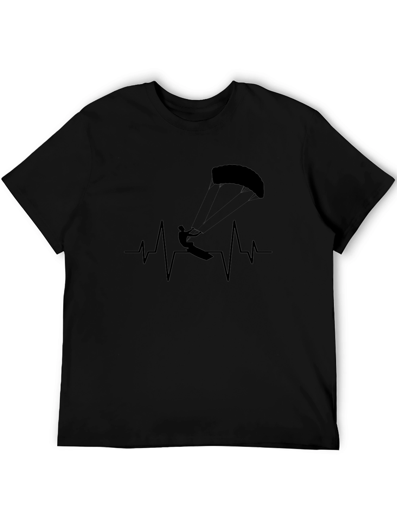 Kiteboarding Heartbeat T-Shirt - Black Graphic Tee