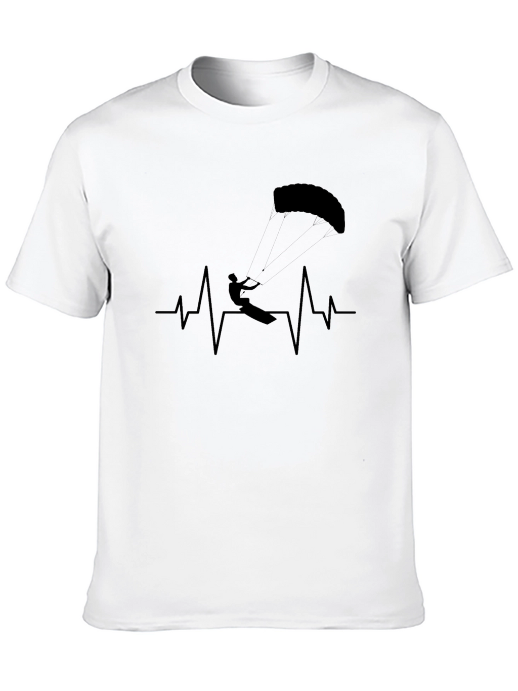 Kiteboarding Heartbeat T-Shirt - Black Graphic Tee