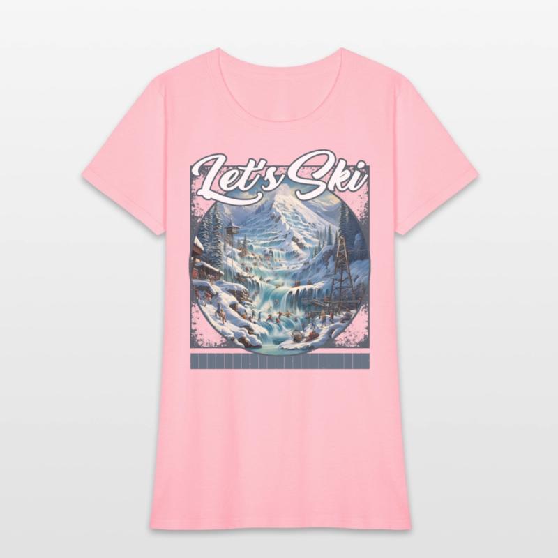 Let’s Ski Mountain Waterfalls Ski Slope Cascade
