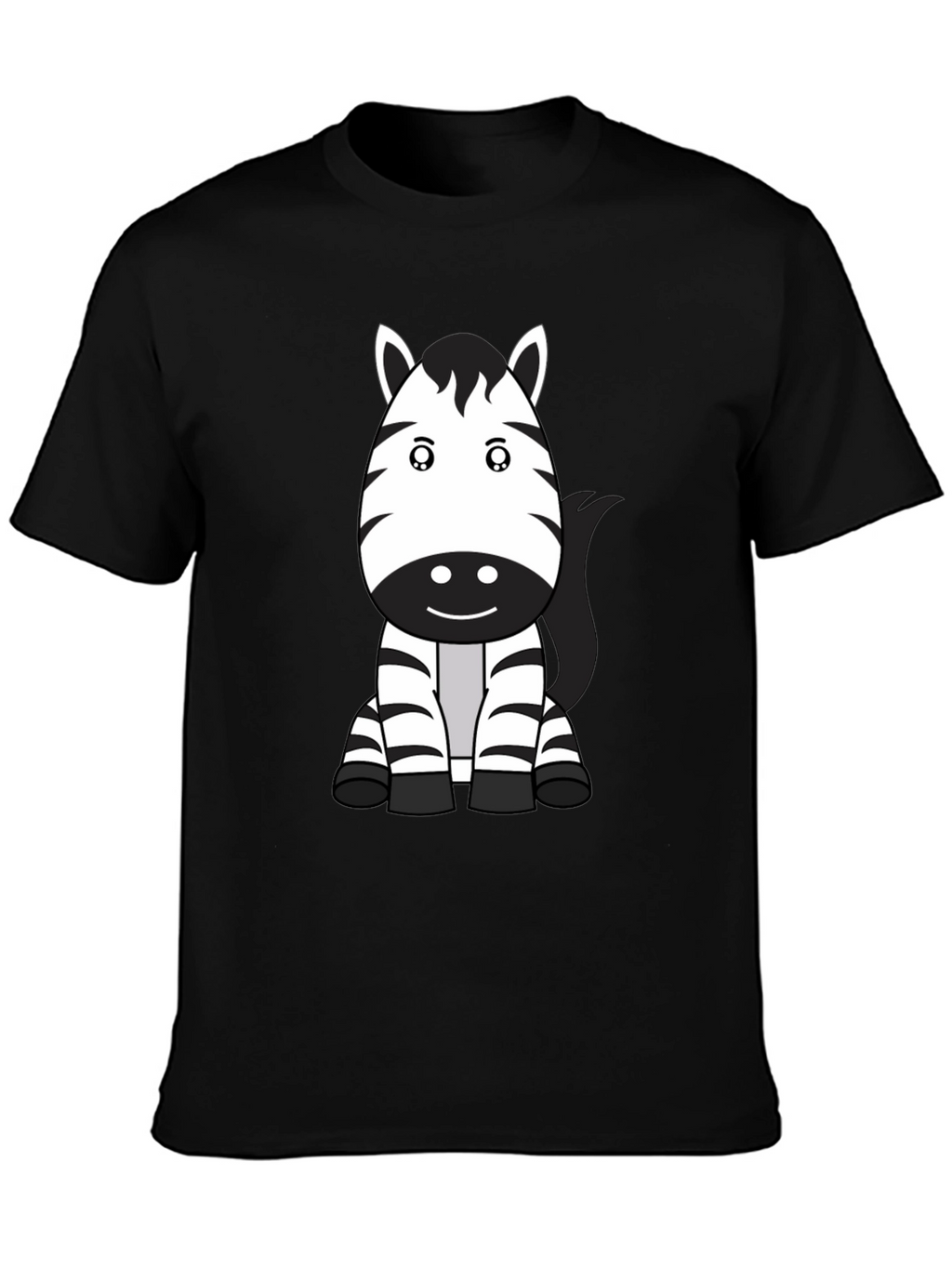 Cute Zebra Cartoon Black T-Shirt