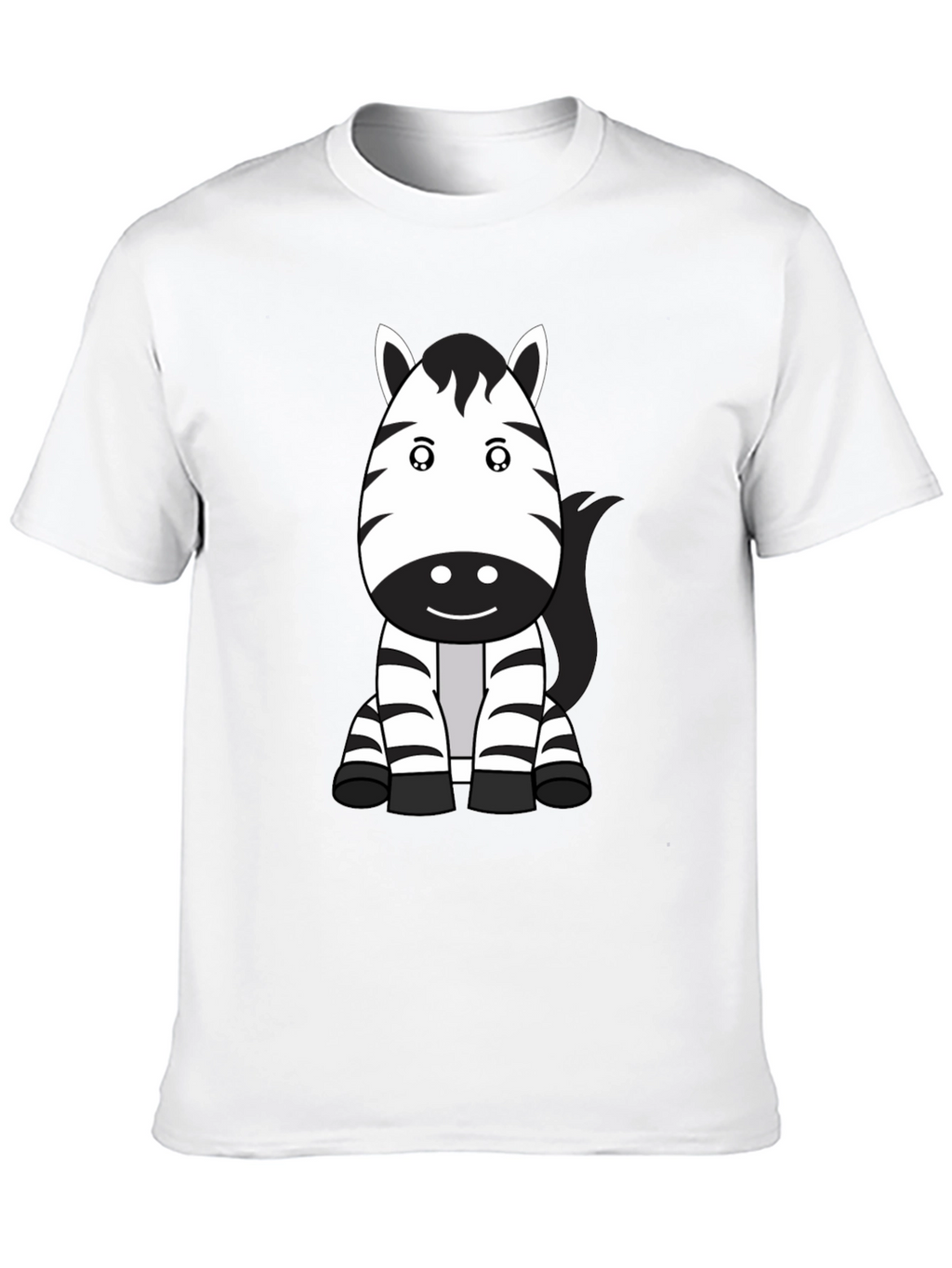 Cute Zebra Cartoon Black T-Shirt