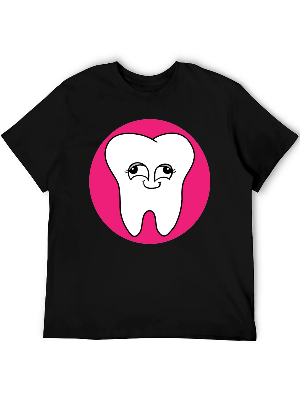 Cute Tooth Graphic Tee - Black Cotton T-Shirt