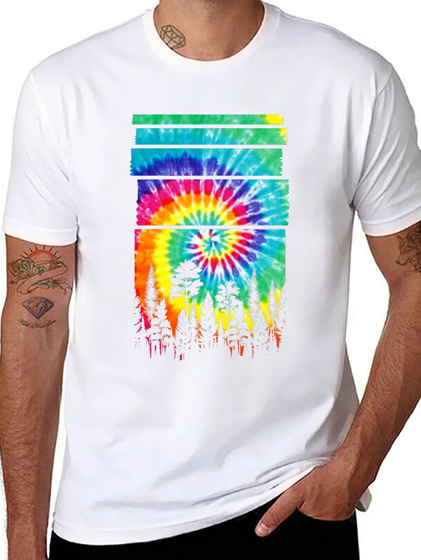 Tie-Dye Forest Graphic Tee - Nature Inspired Style