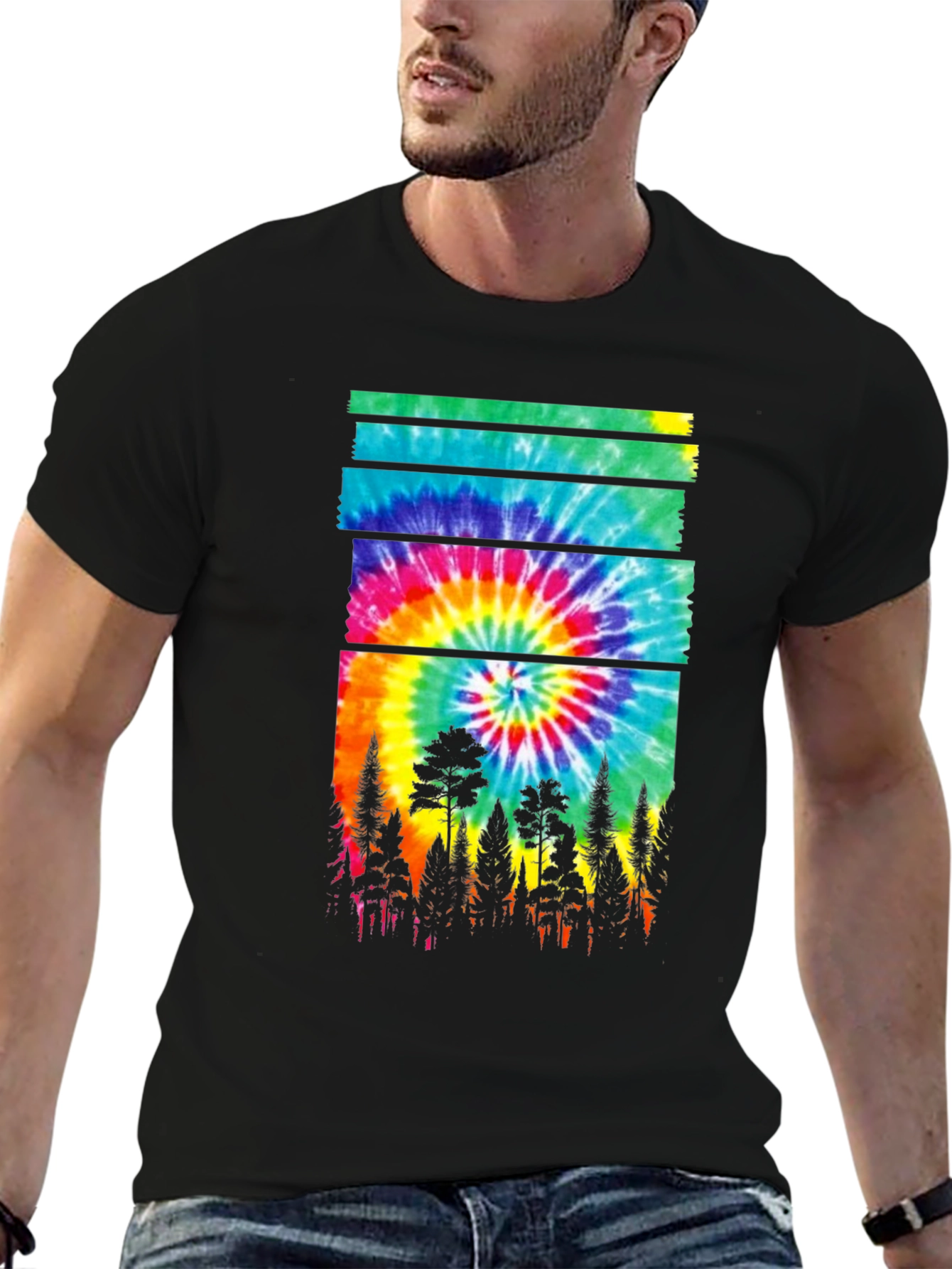 Tie-Dye Forest Graphic Tee - Nature Inspired Style