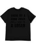 Funny Loser Graphic T-Shirt Black Cotton Tee