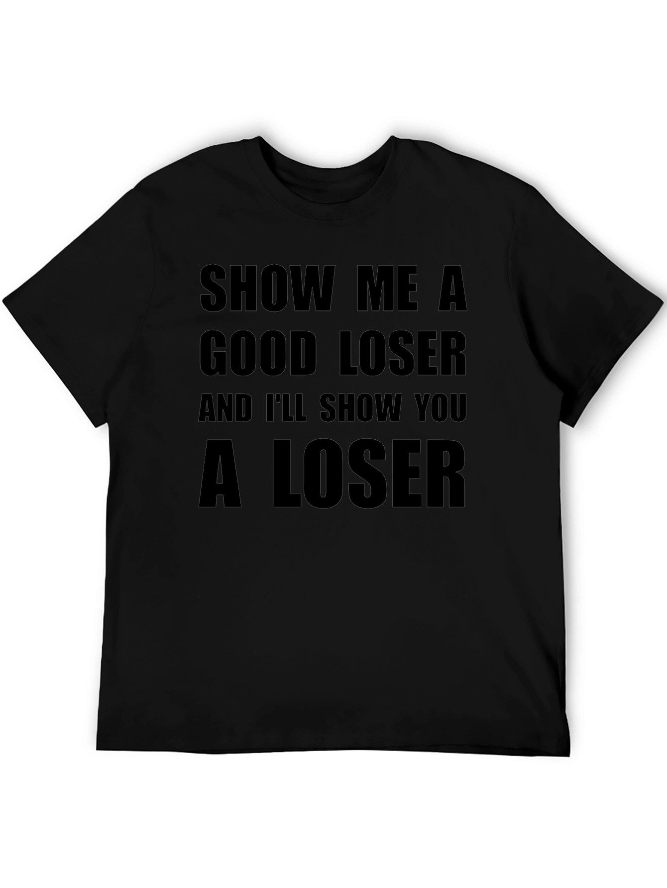 Funny Loser Graphic T-Shirt Black Cotton Tee