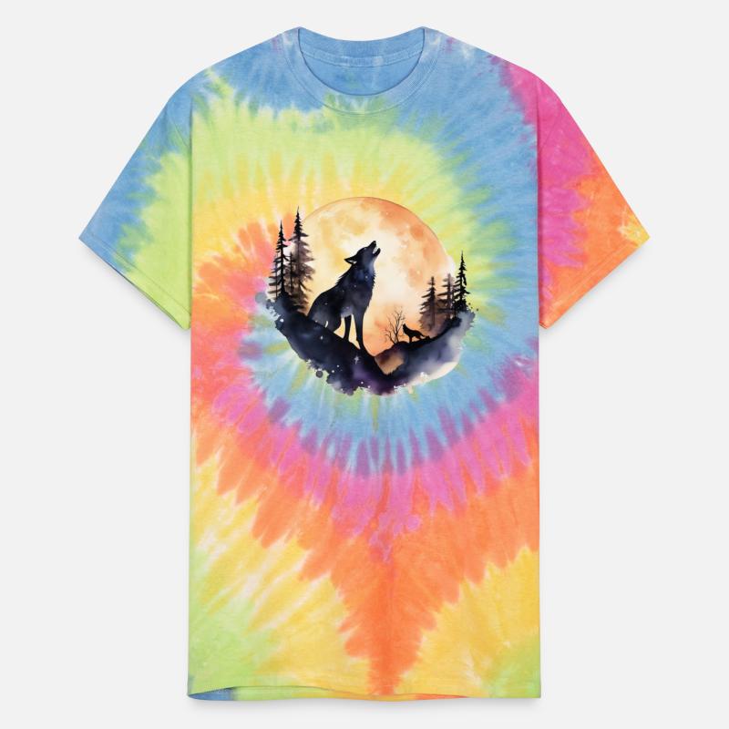 Lone Wolf Howling at Full Moon Design