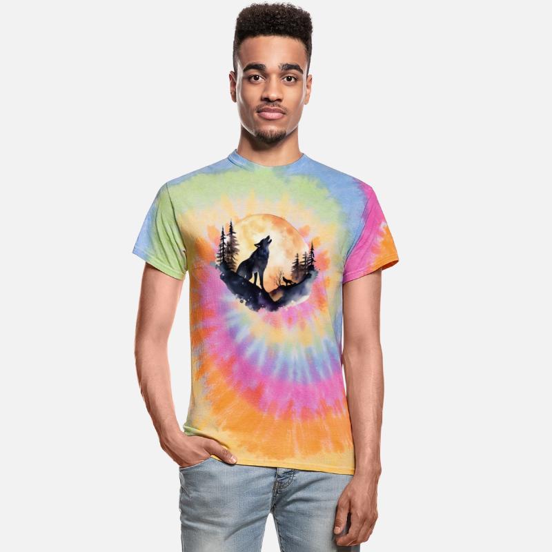 Lone Wolf Howling at Full Moon Design