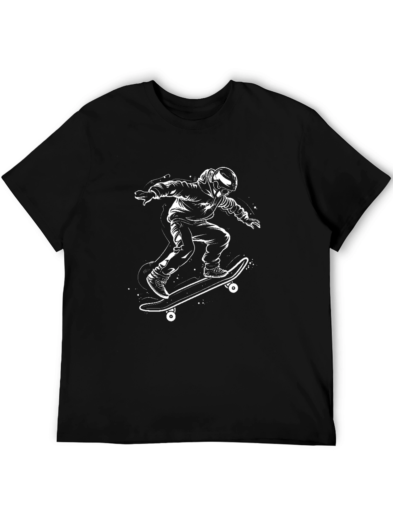 Skateboarder Graphic Tee - Cool Black Cotton T-Shirt