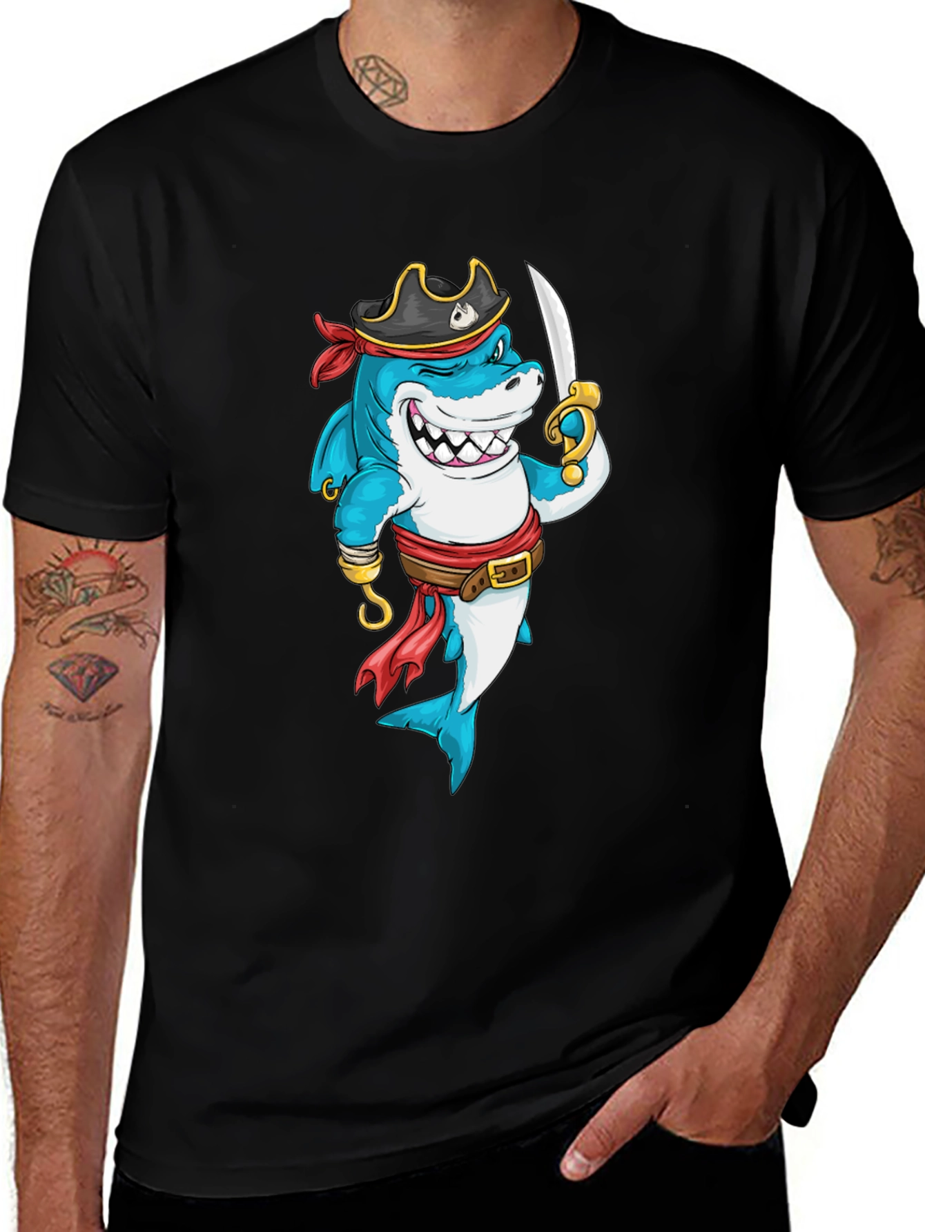 Pirate Shark Graphic T-Shirt - Fun Novelty Tee