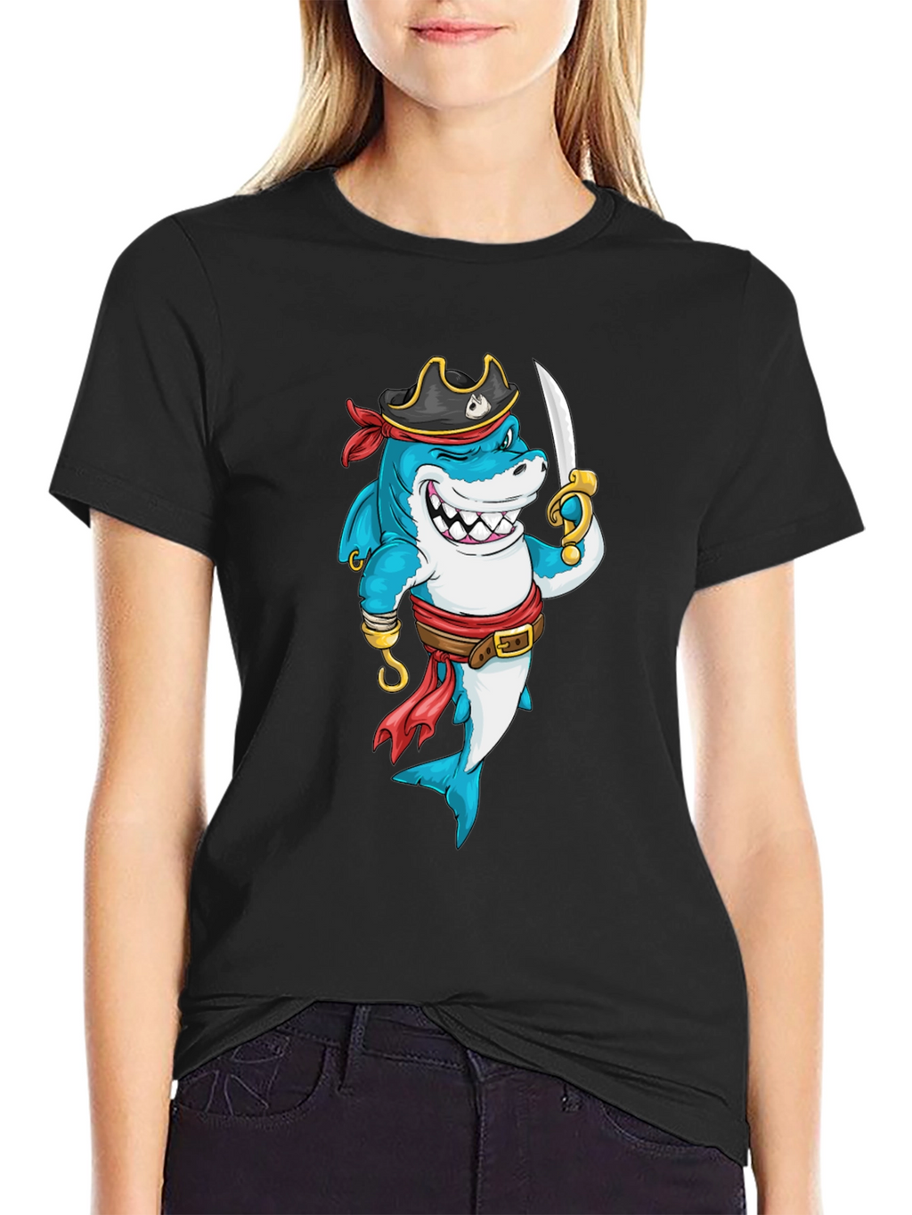 Pirate Shark Graphic T-Shirt - Fun Novelty Tee
