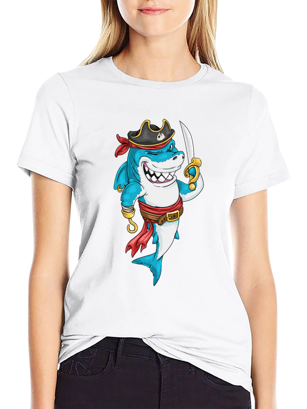 Pirate Shark Graphic T-Shirt - Fun Novelty Tee