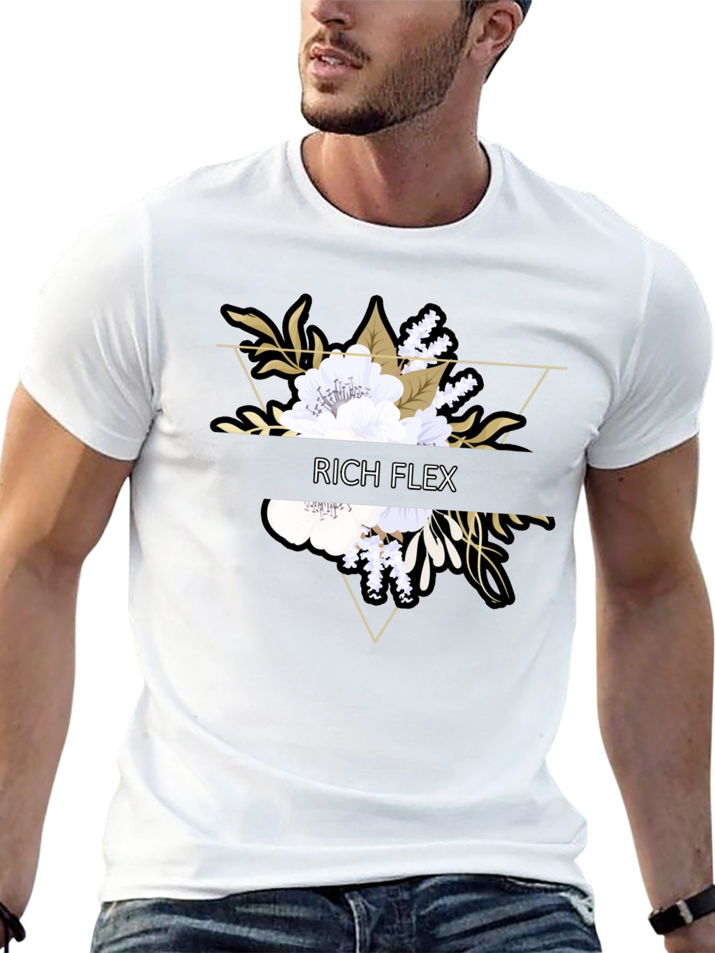 Rich Flex Floral Graphic Black T-Shirt