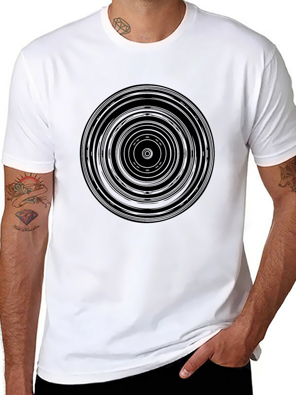 Abstract Circle Graphic Black T-Shirt