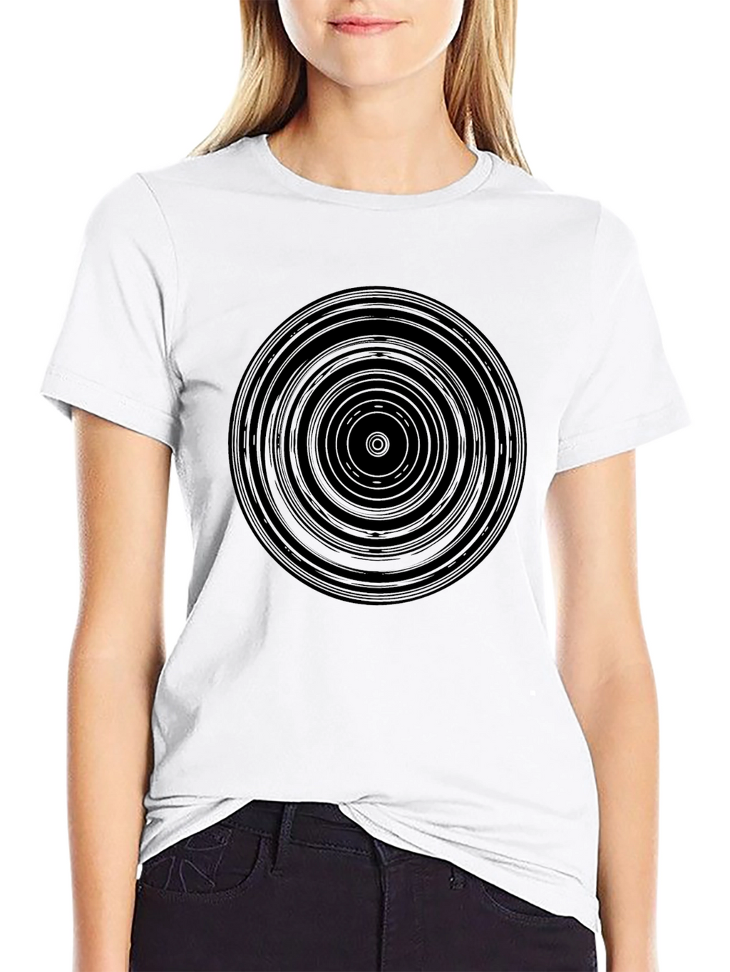Abstract Circle Graphic Black T-Shirt