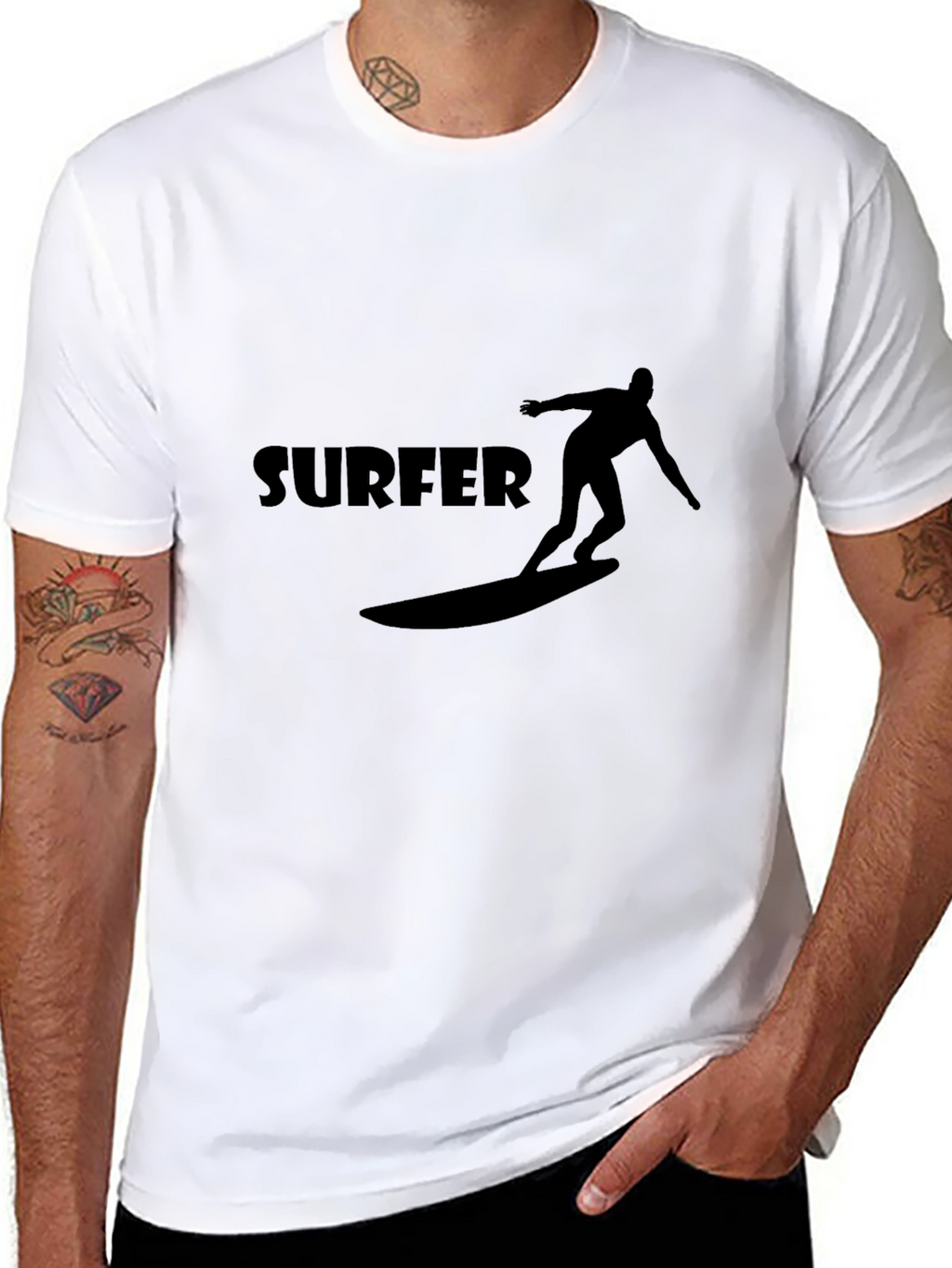 Surfer Graphic Tee - Black Casual T-Shirt