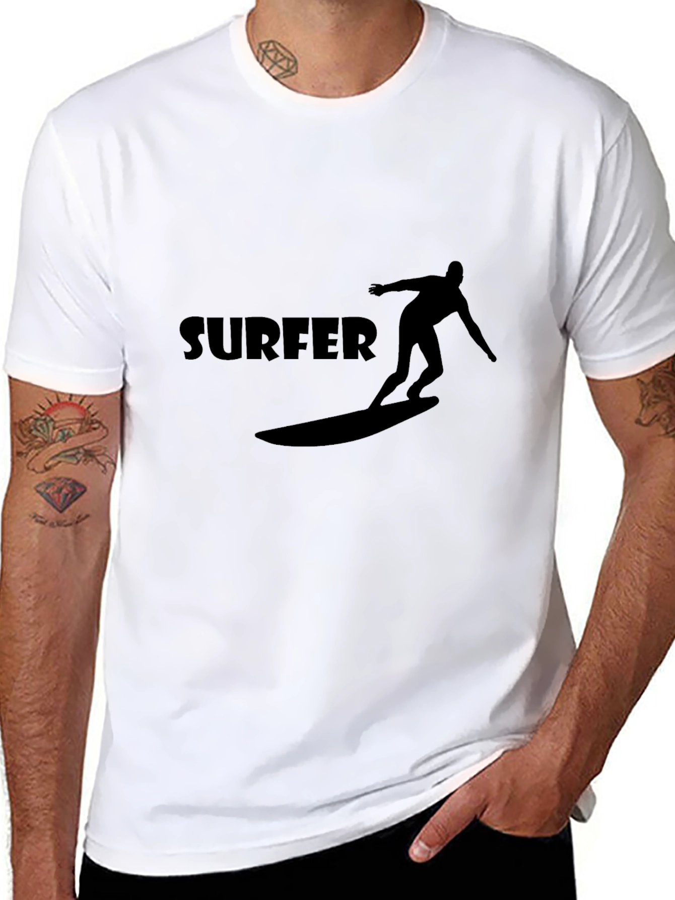 Surfer Graphic Tee - Black Casual T-Shirt