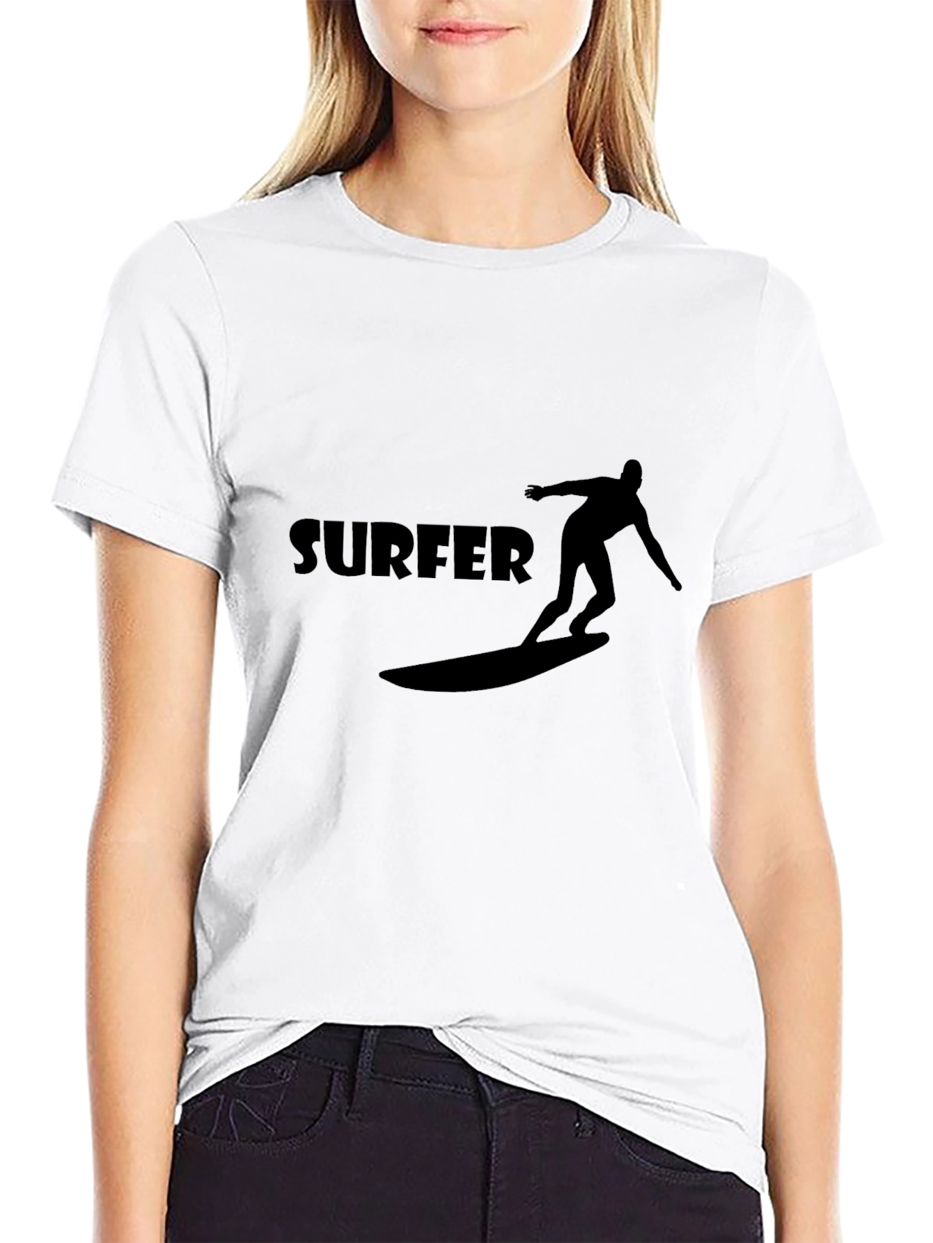 Surfer Graphic Tee - Black Casual T-Shirt