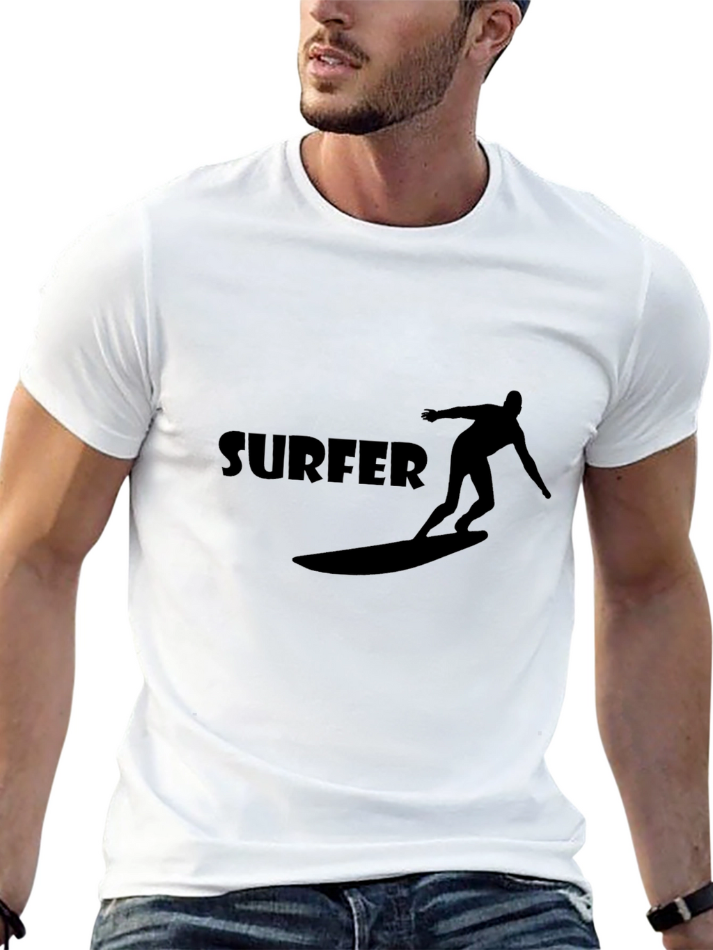 Surfer Graphic Tee - Black Casual T-Shirt
