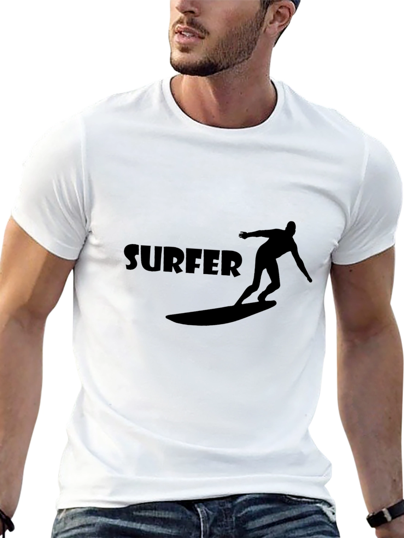 Surfer Graphic Tee - Black Casual T-Shirt