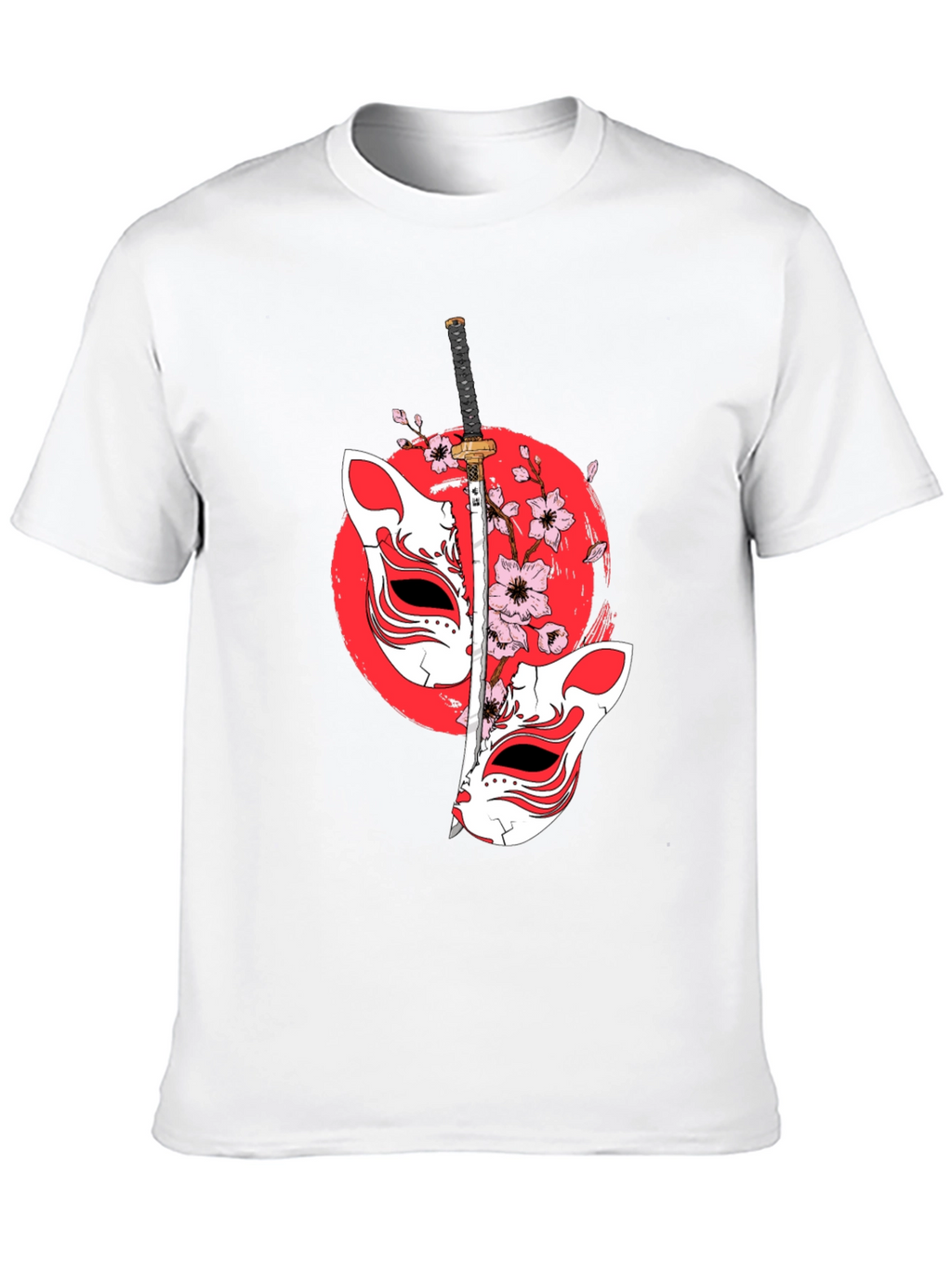 Japanese Fox Mask Katana T-Shirt - Unique Design