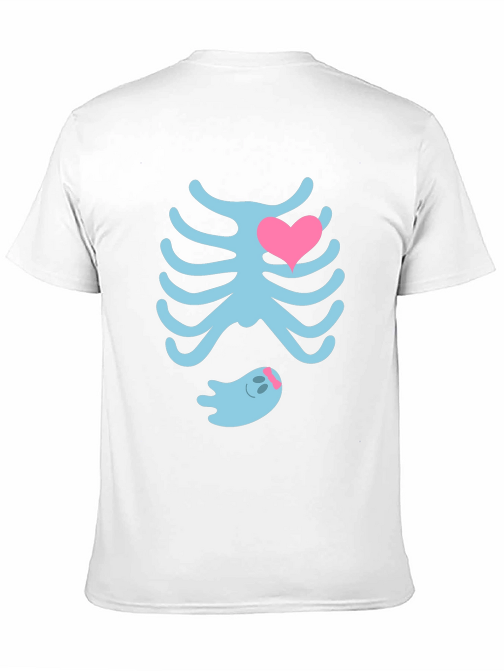 Cute Halloween Maternity T-Shirt: Skeleton Ribs & Ghost