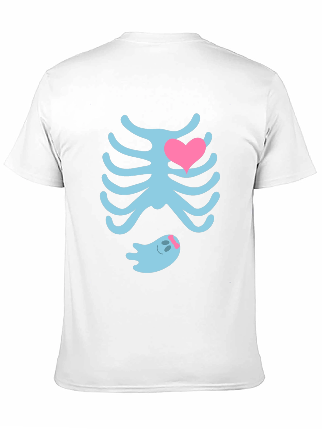 Cute Halloween Maternity T-Shirt: Skeleton Ribs & Ghost