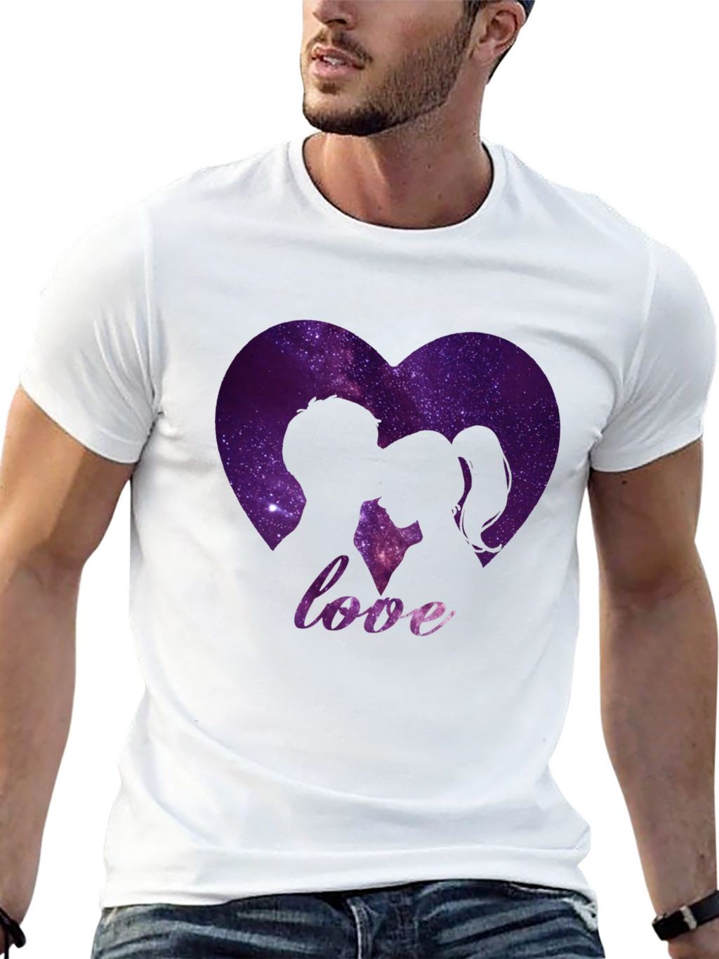 Love Galaxy Heart Graphic Tee - Black