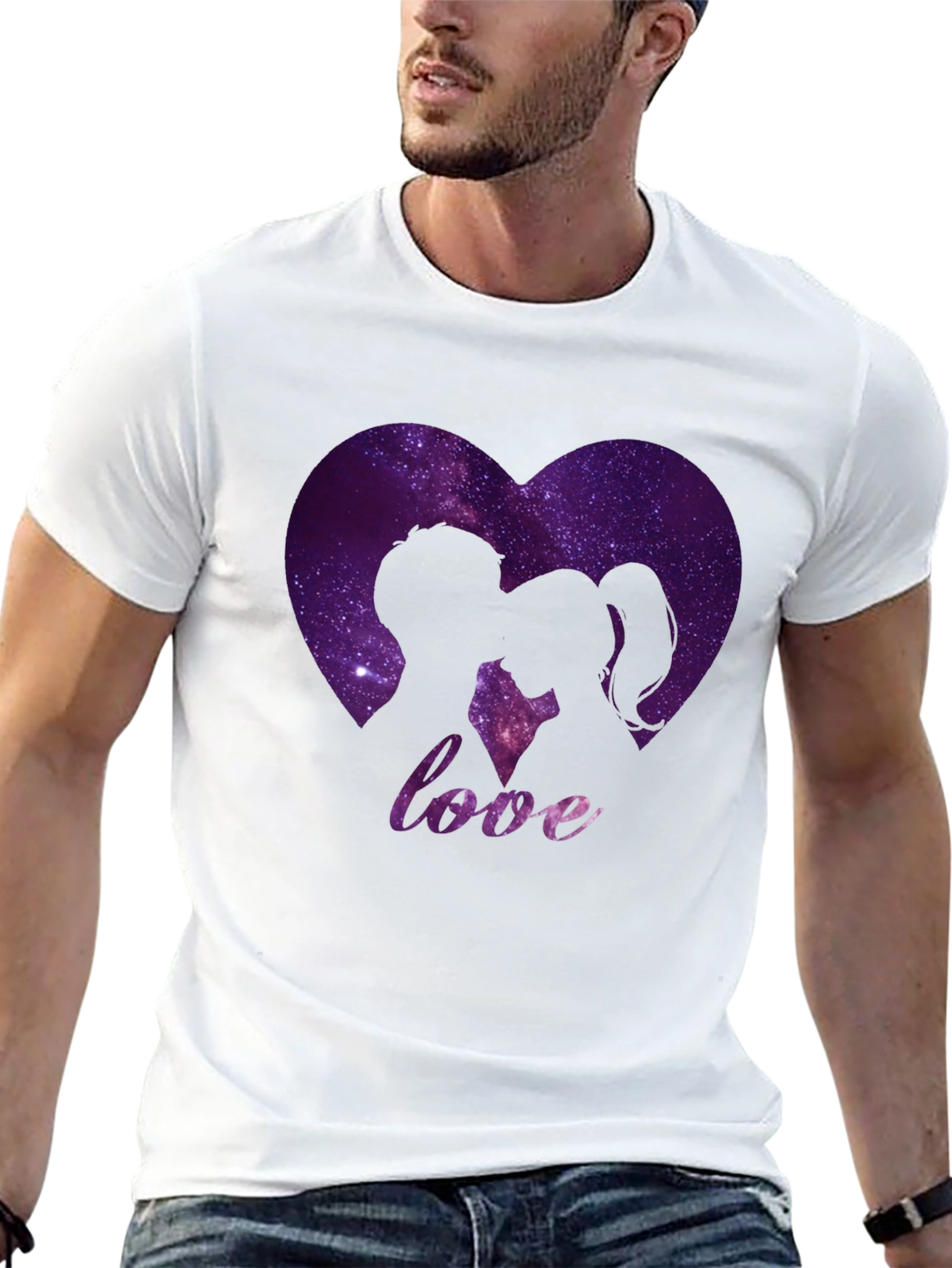 Love Galaxy Heart Graphic Tee - Black