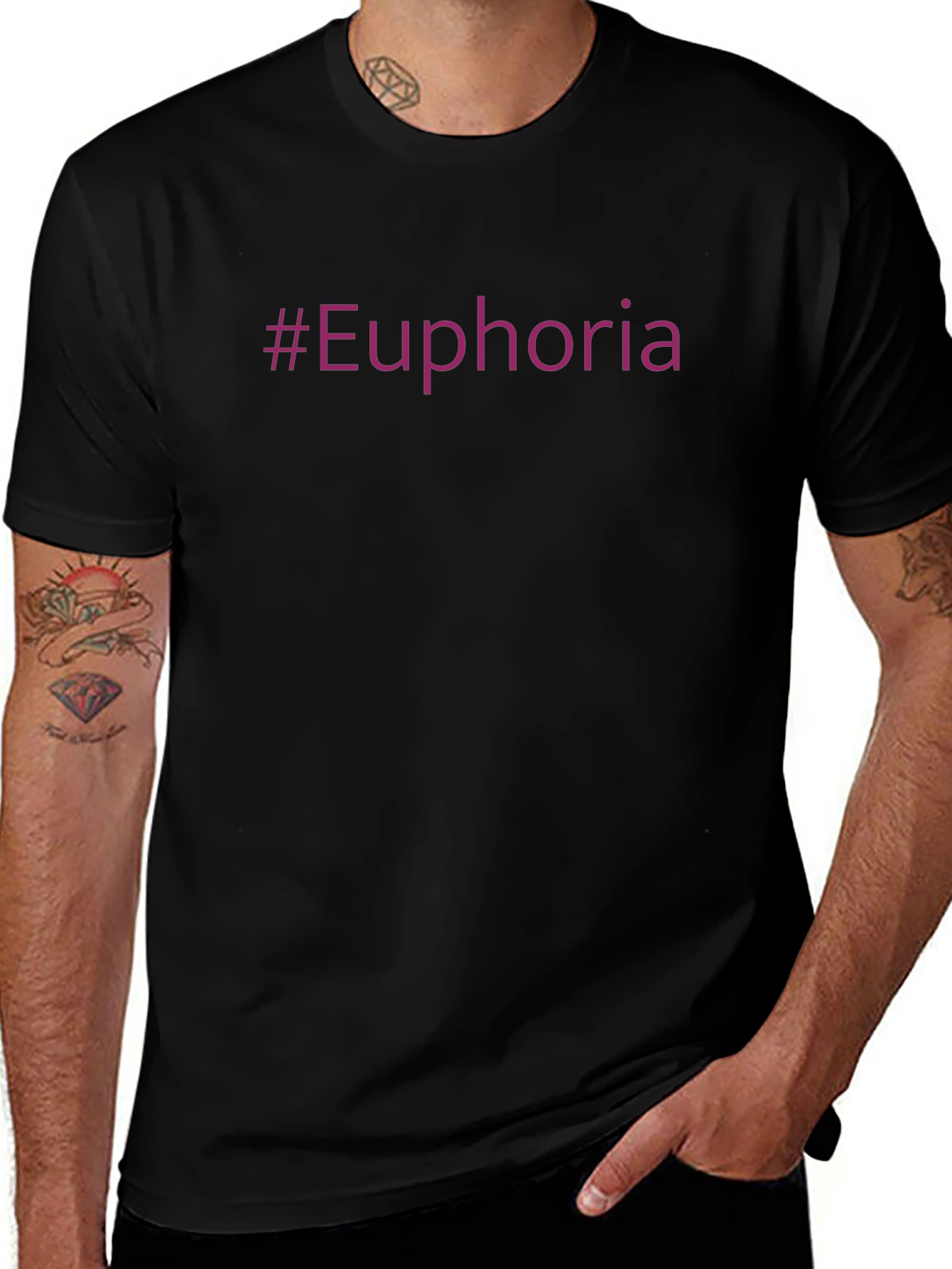 #Euphoria Graphic Tee - Soft Black Cotton Crew Neck