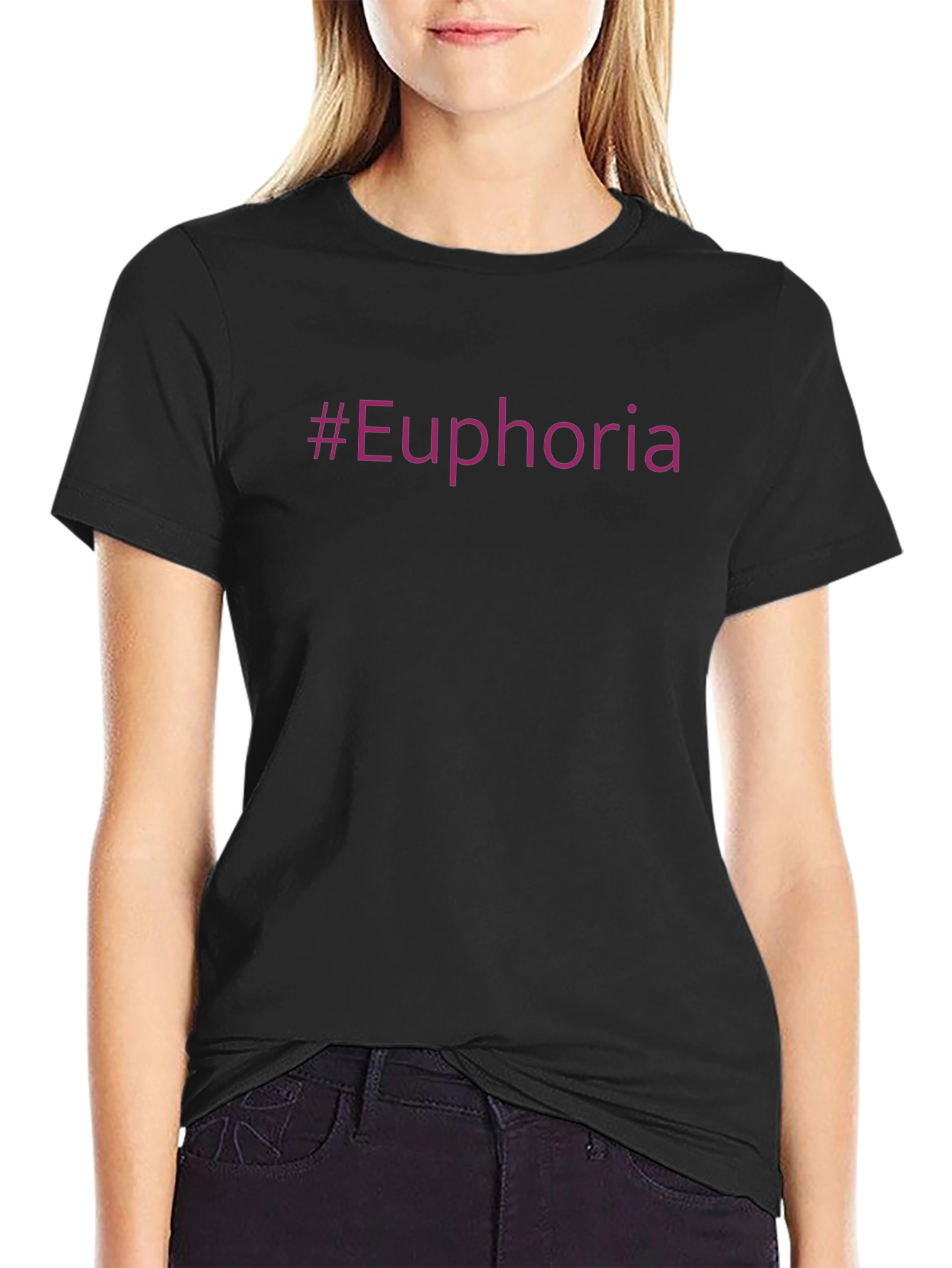 #Euphoria Graphic Tee - Soft Black Cotton Crew Neck