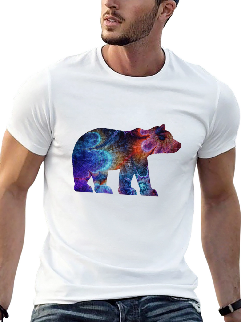 Abstract Bear Graphic Tee - Black