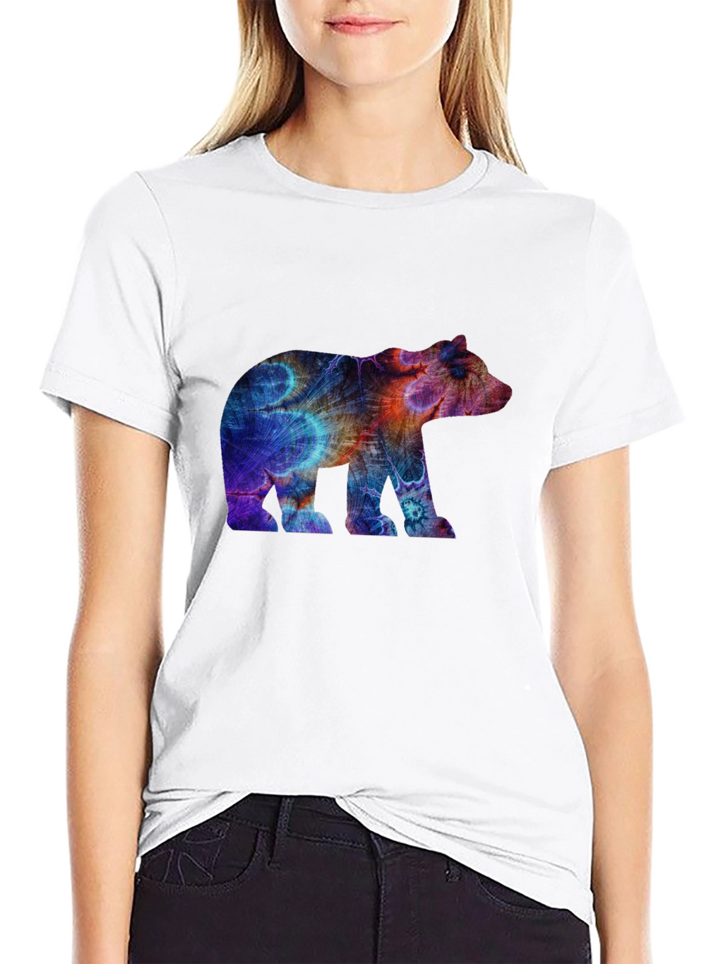 Abstract Bear Graphic Tee - Black