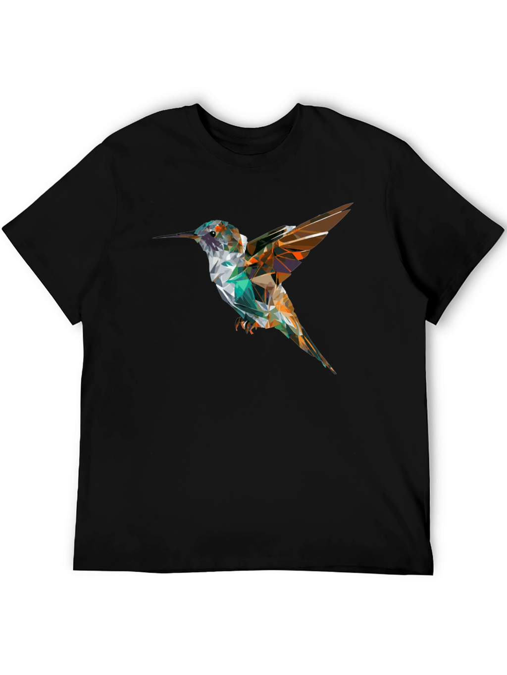 Geometric Hummingbird Black T-Shirt