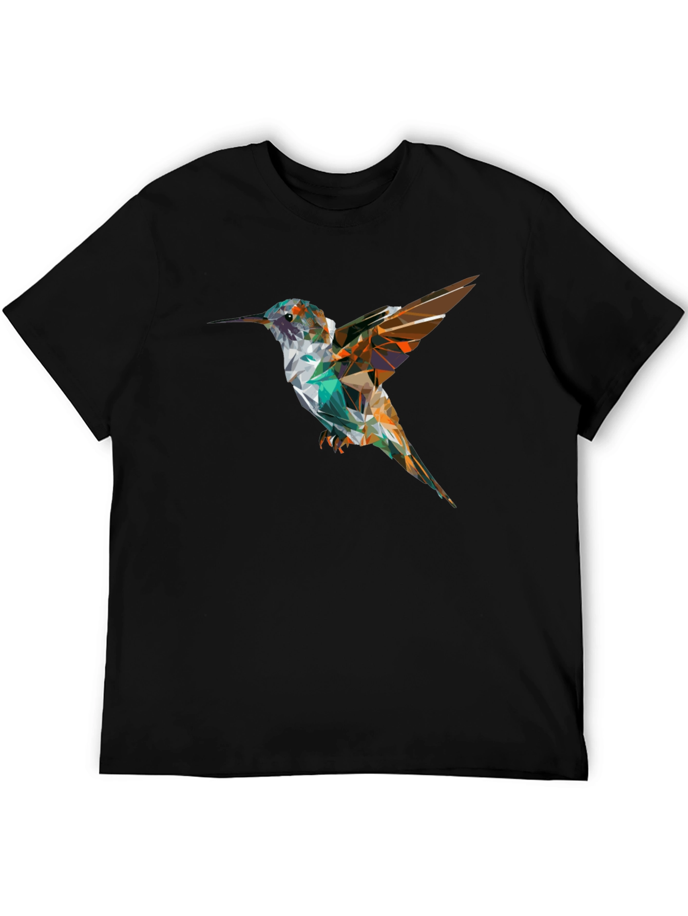Geometric Hummingbird Black T-Shirt