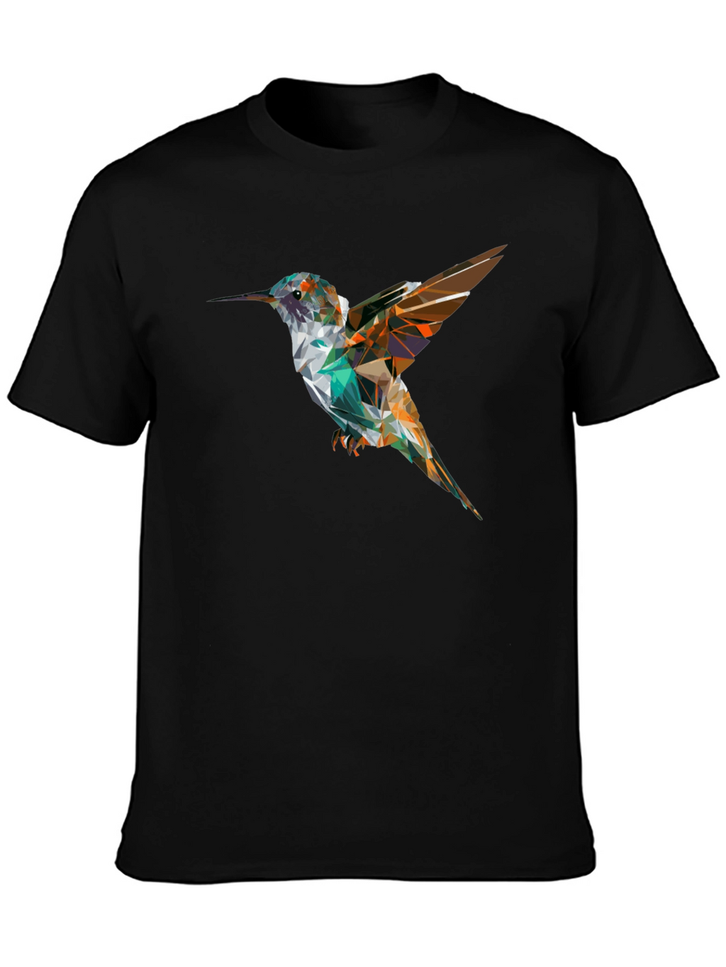Geometric Hummingbird Black T-Shirt