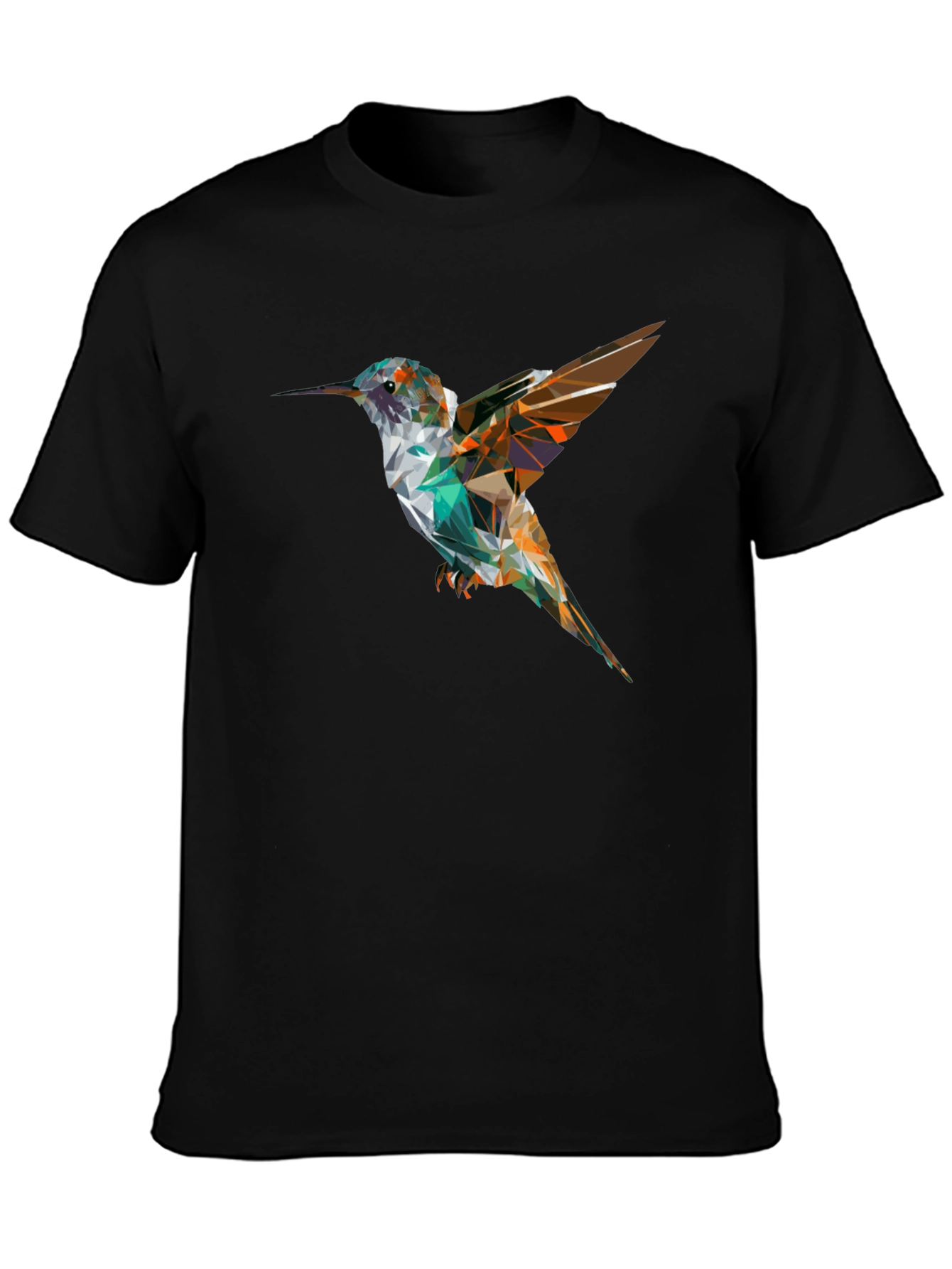 Geometric Hummingbird Black T-Shirt