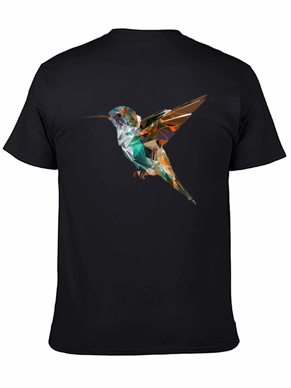 Geometric Hummingbird Black T-Shirt